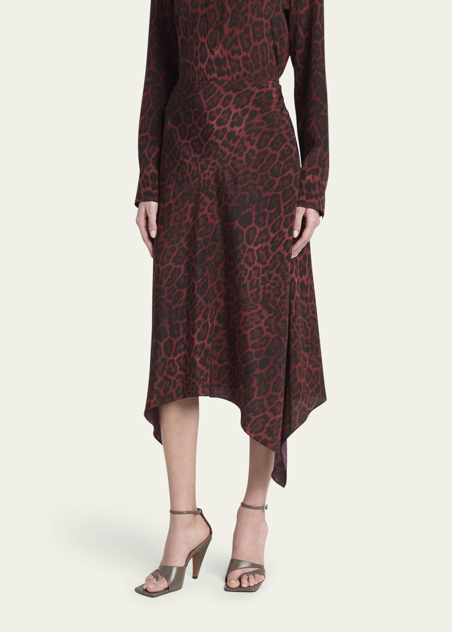 Stella McCartney Leopard Print Asymmetric Silk Skirt Image 4 of 5