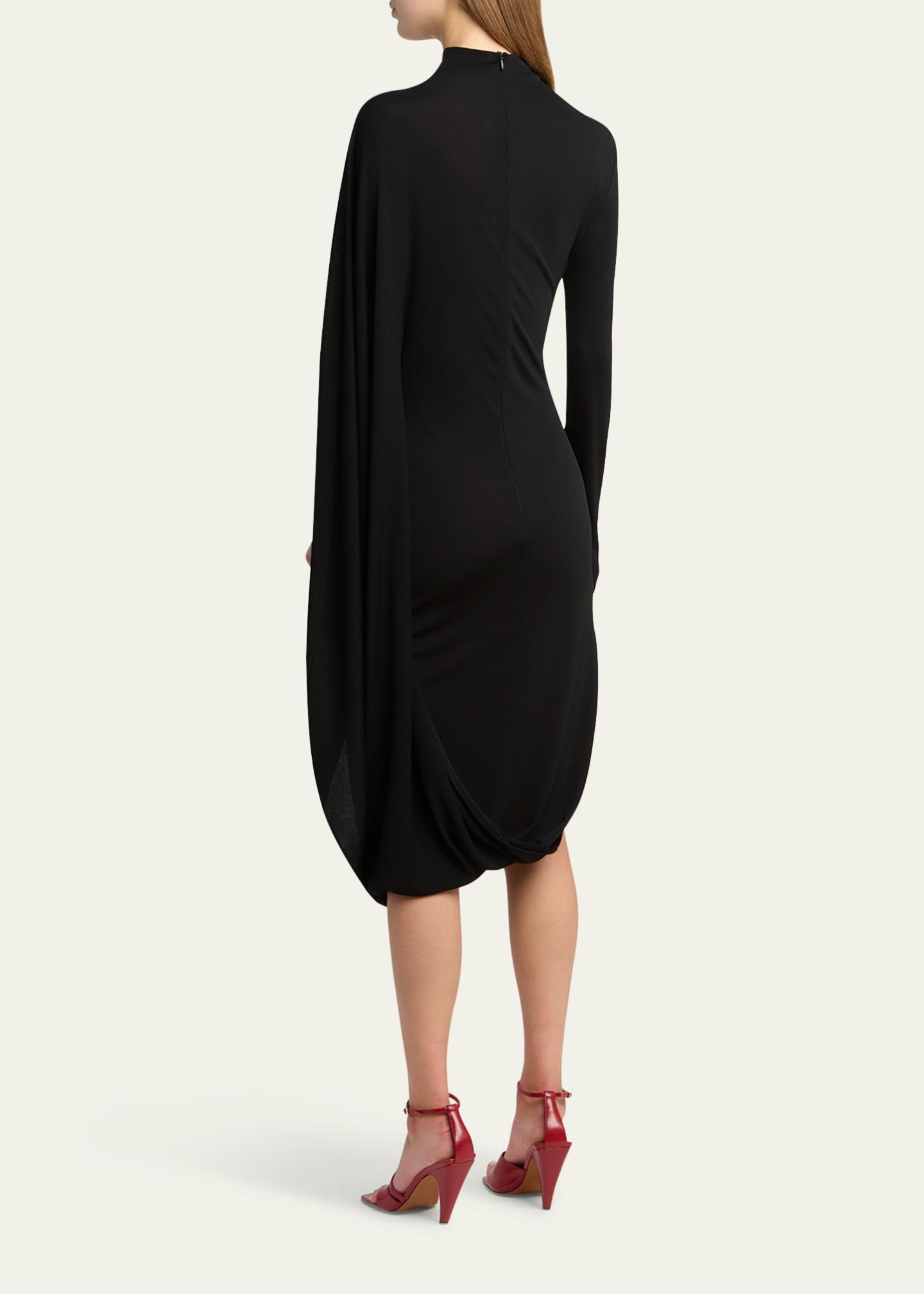 Stella McCartney High Neck Cape Viscose Dress - Bergdorf Goodman