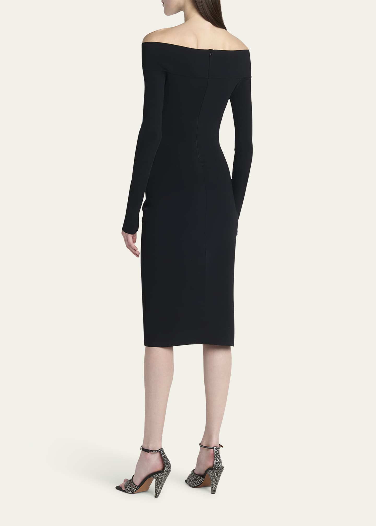 Stella McCartney Off-the-Shoulder Compact Knit Midi Dress Image 3 of 5