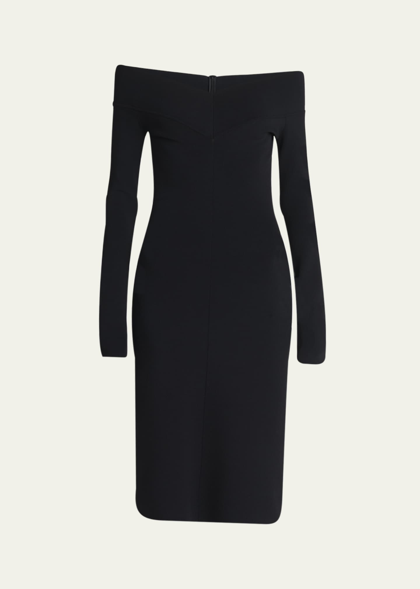 Stella McCartney Off-the-Shoulder Compact Knit Midi Dress Image 1 of 5