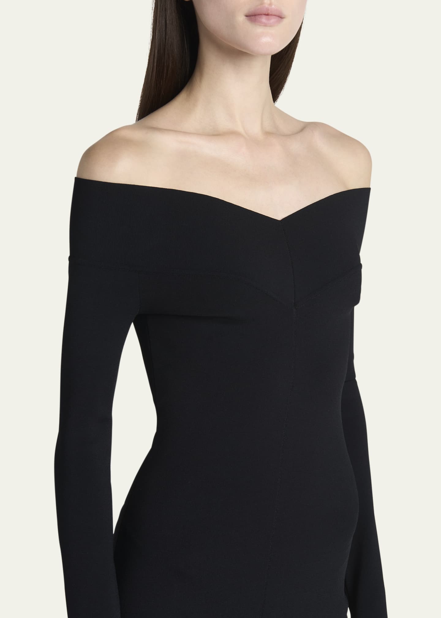 Stella McCartney Off-the-Shoulder Compact Knit Midi Dress Image 5 of 5