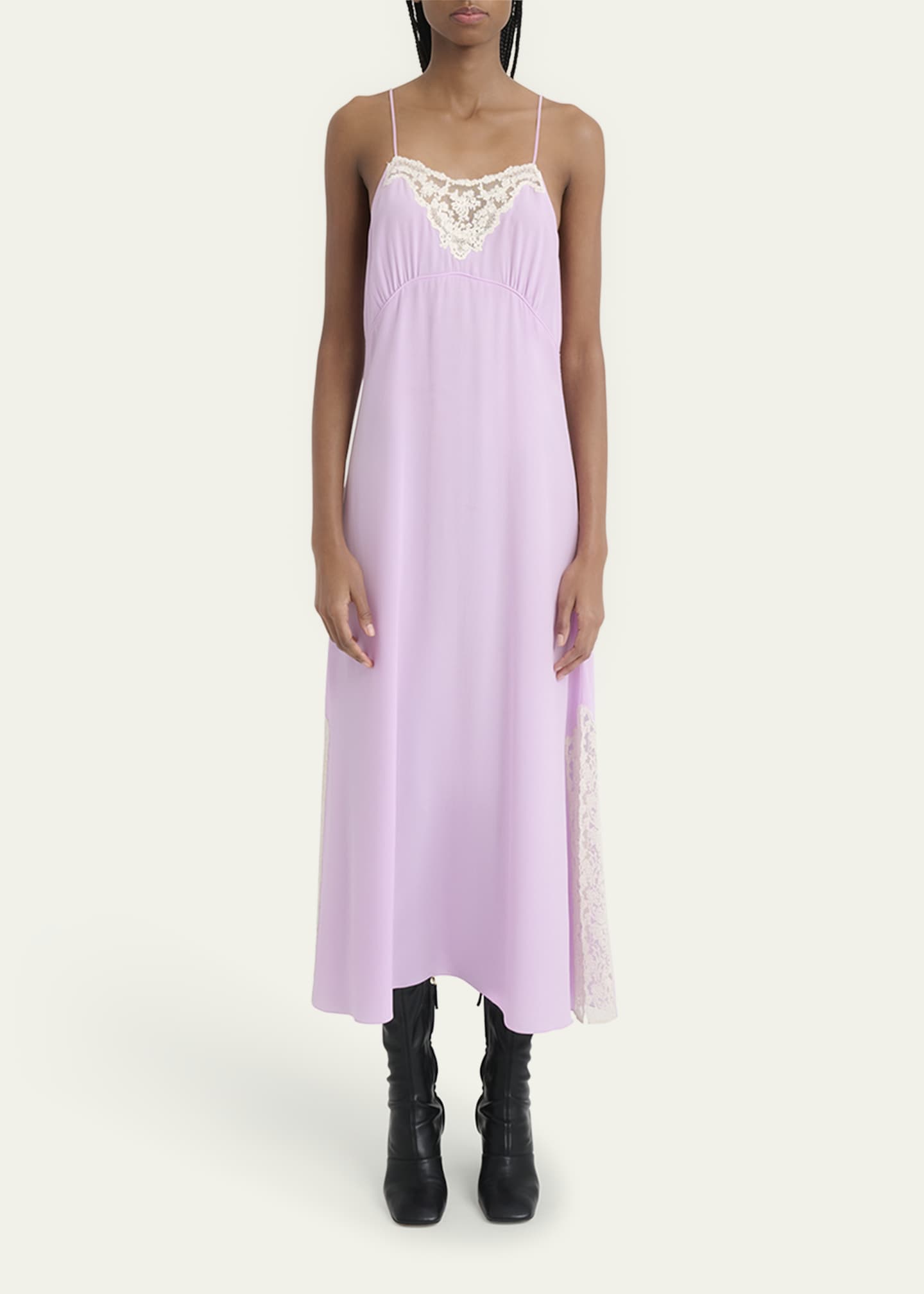 Chloe Lace-Trim Silk Midi Slip Dress Image 2 of 5