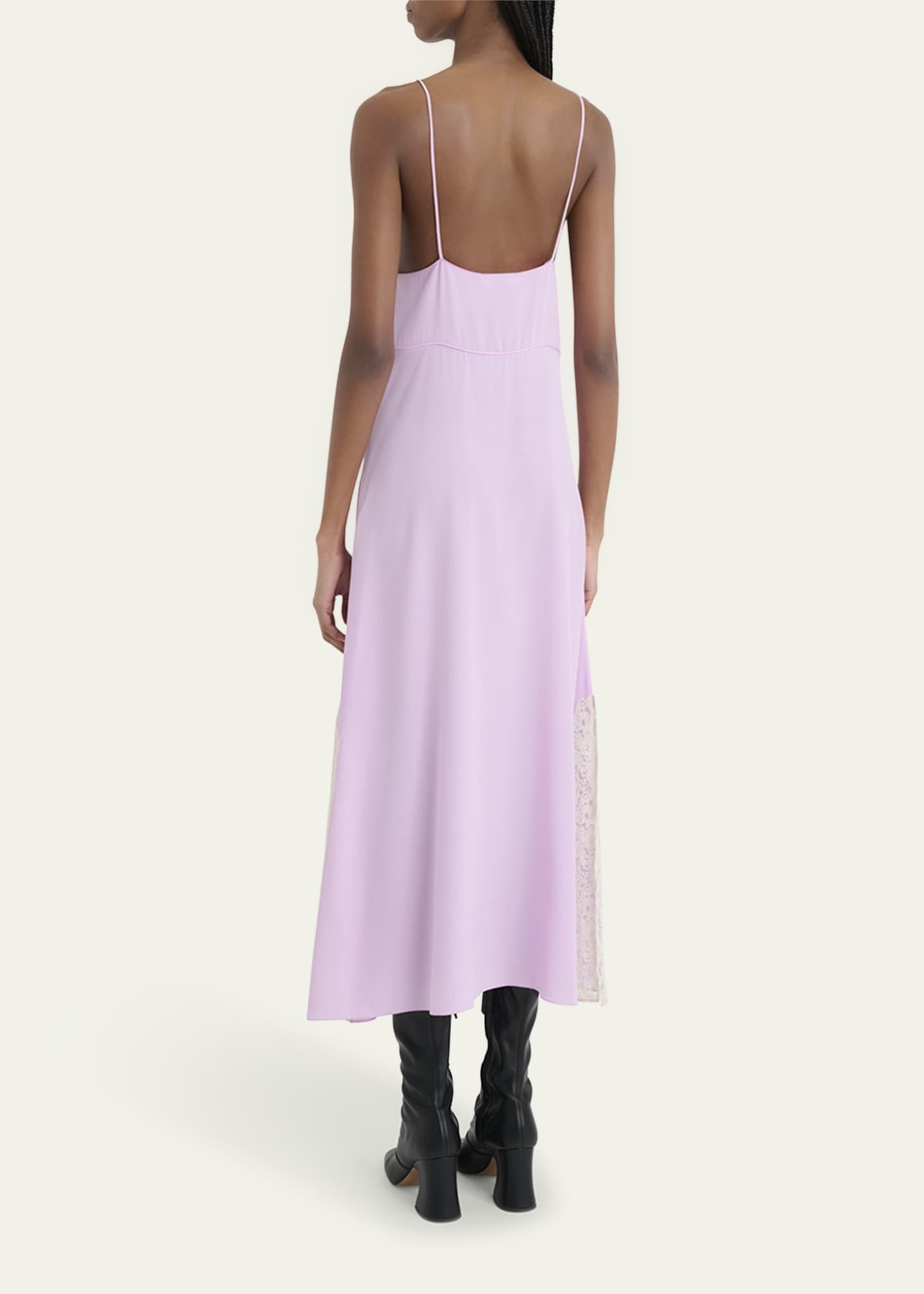 Chloe Lace-Trim Silk Midi Slip Dress Image 3 of 5