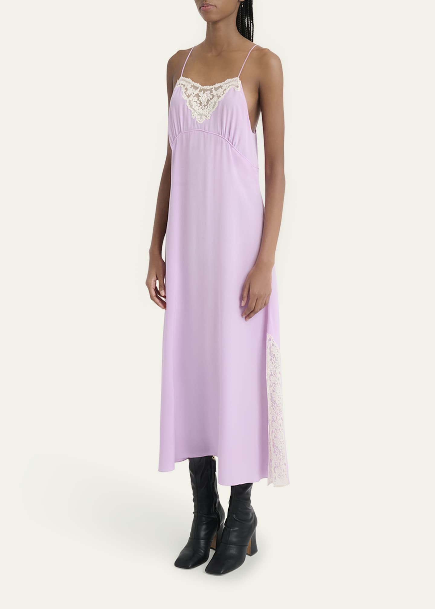 Chloe Lace-Trim Silk Midi Slip Dress Image 4 of 5
