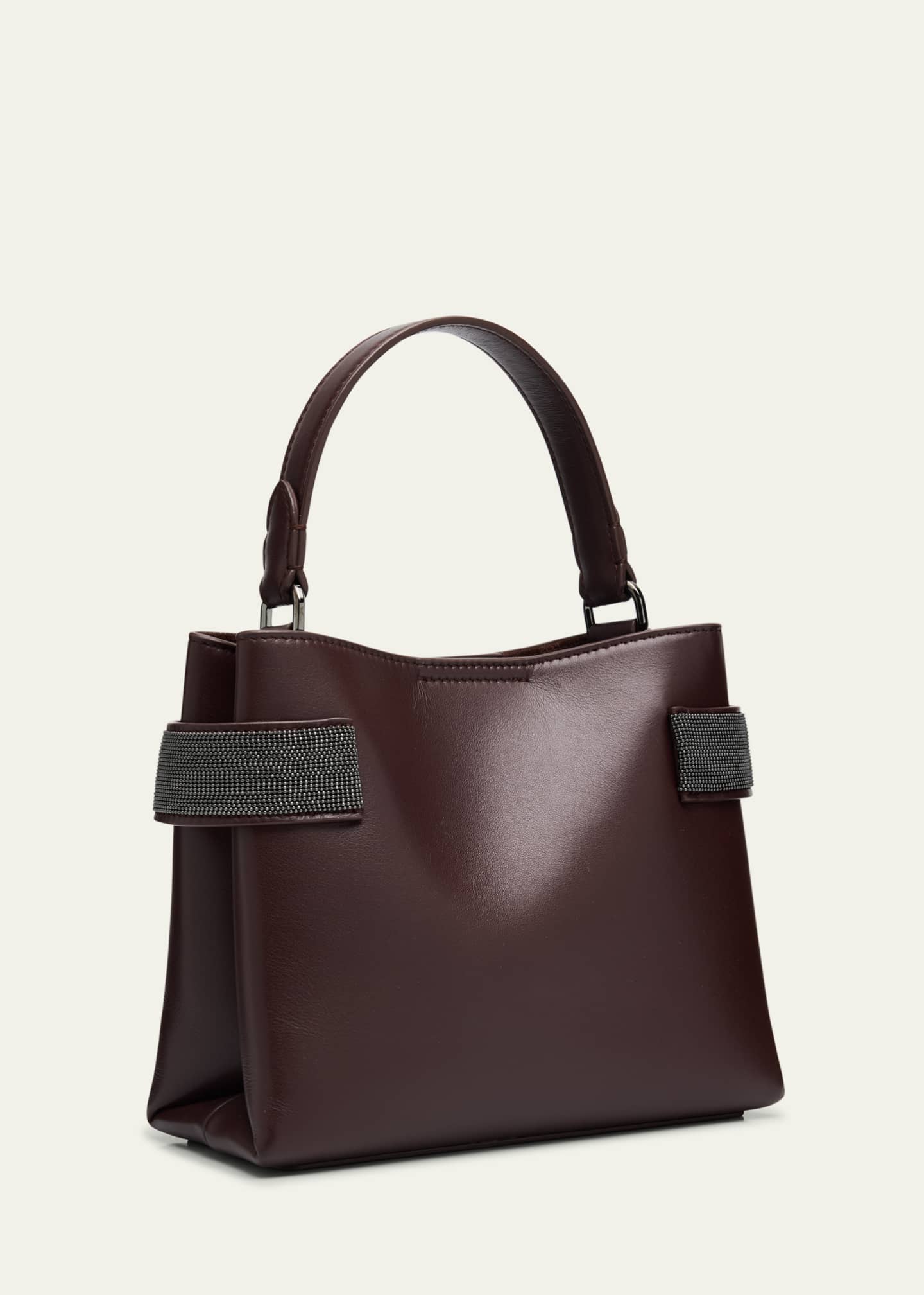 Brunello Cucinelli Essence Monili Leather Top-Handle Bag Image 2 of 5