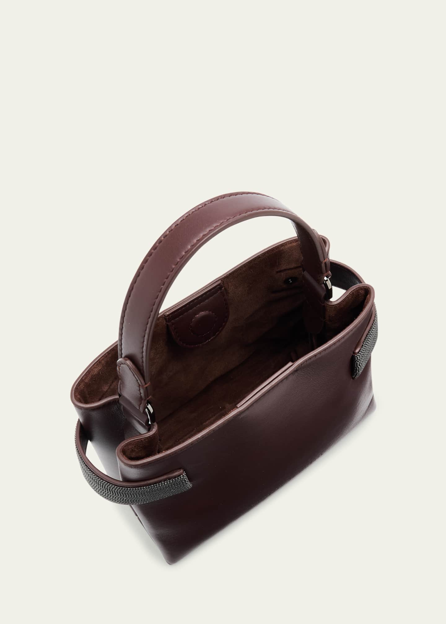 Brunello Cucinelli Essence Monili Leather Top-Handle Bag Image 3 of 5