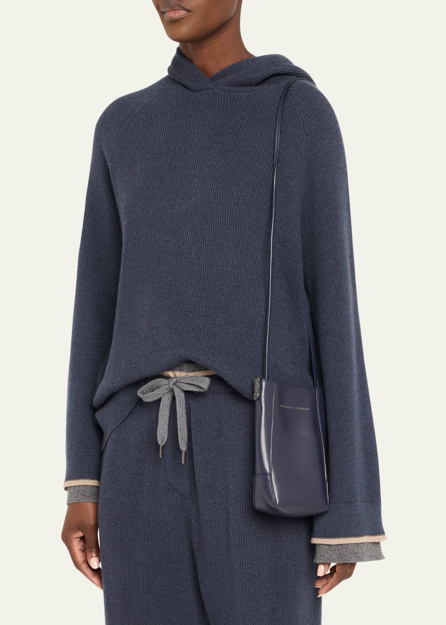 ショルダーバッグ・ポシェット BRUNELLO CUCINELLI POCHETTE PURSE BC Duo pochette with monili for Woman in Night | Brunello