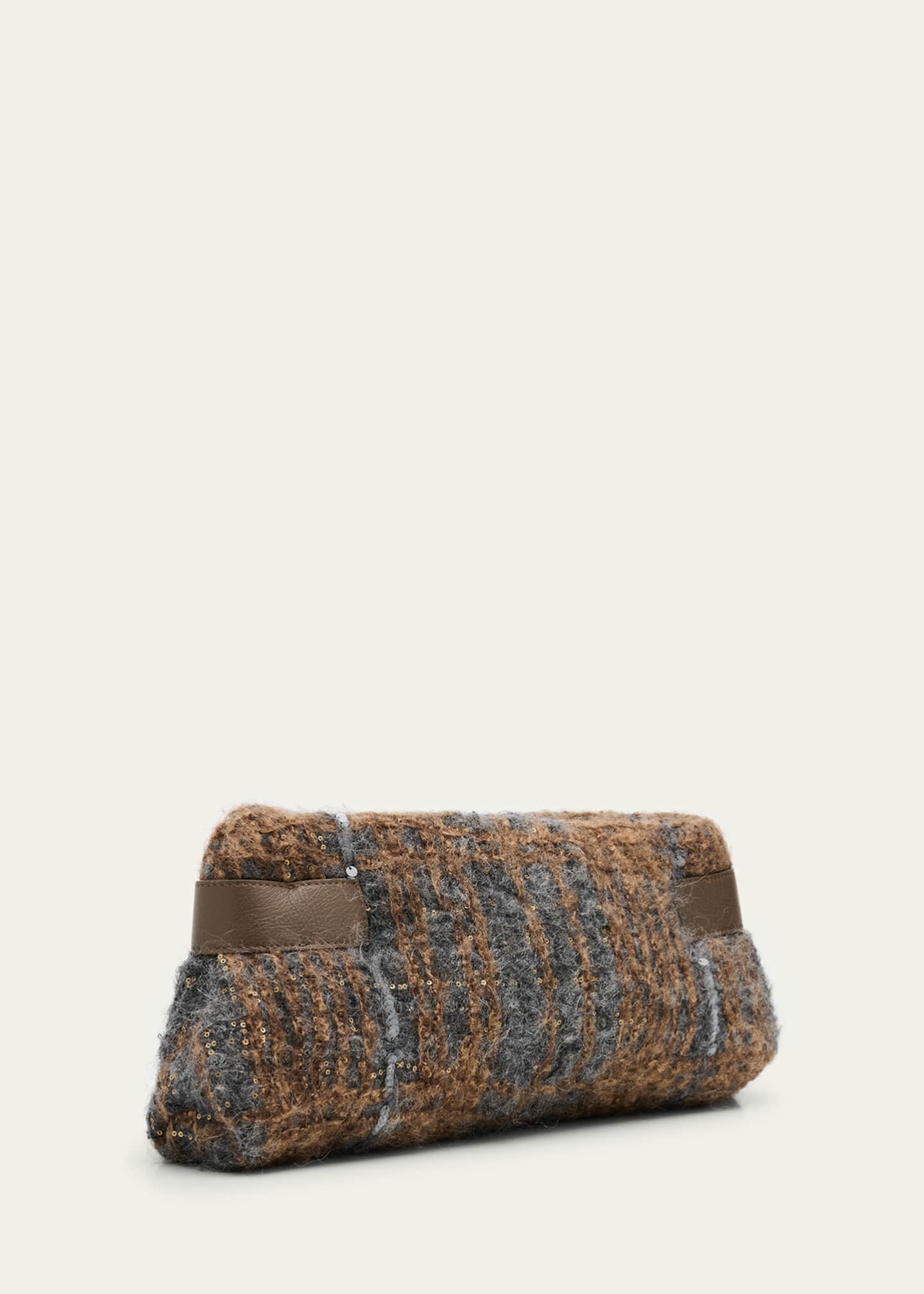 Brunello Cucinelli Essence Sequin-Embellished Fuzzy Clutch Bag Image 3 of 6