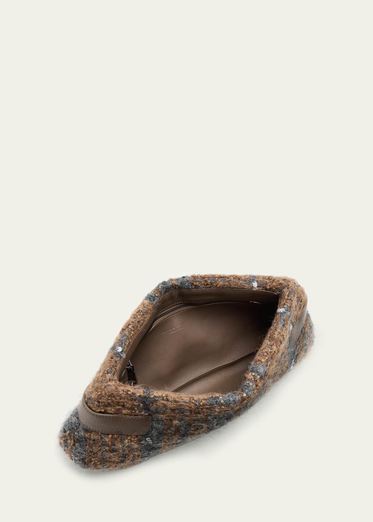 Brunello Cucinelli Essence Sequin-Embellished Fuzzy Clutch Bag Image 4 of 6