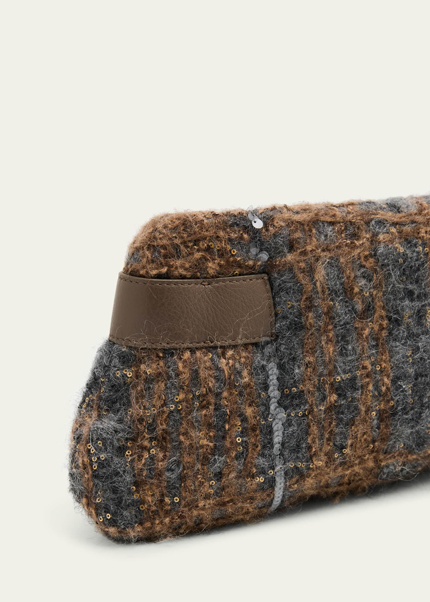 Brunello Cucinelli Essence Sequin-Embellished Fuzzy Clutch Bag Image 6 of 6