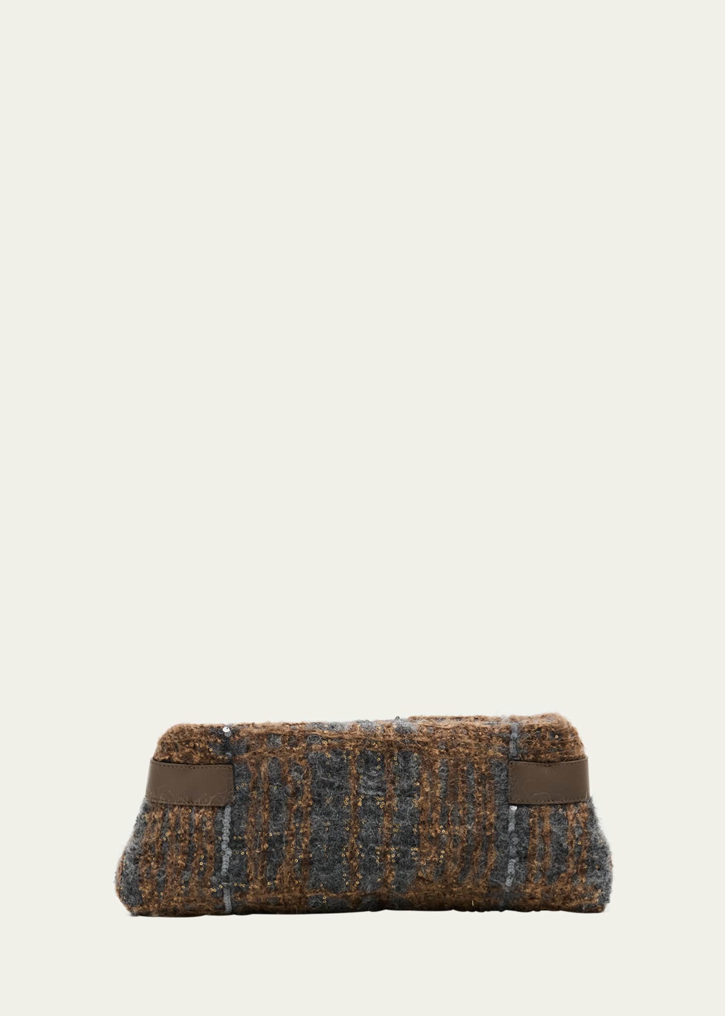 Brunello Cucinelli Essence Sequin-Embellished Fuzzy Clutch Bag Image 1 of 6