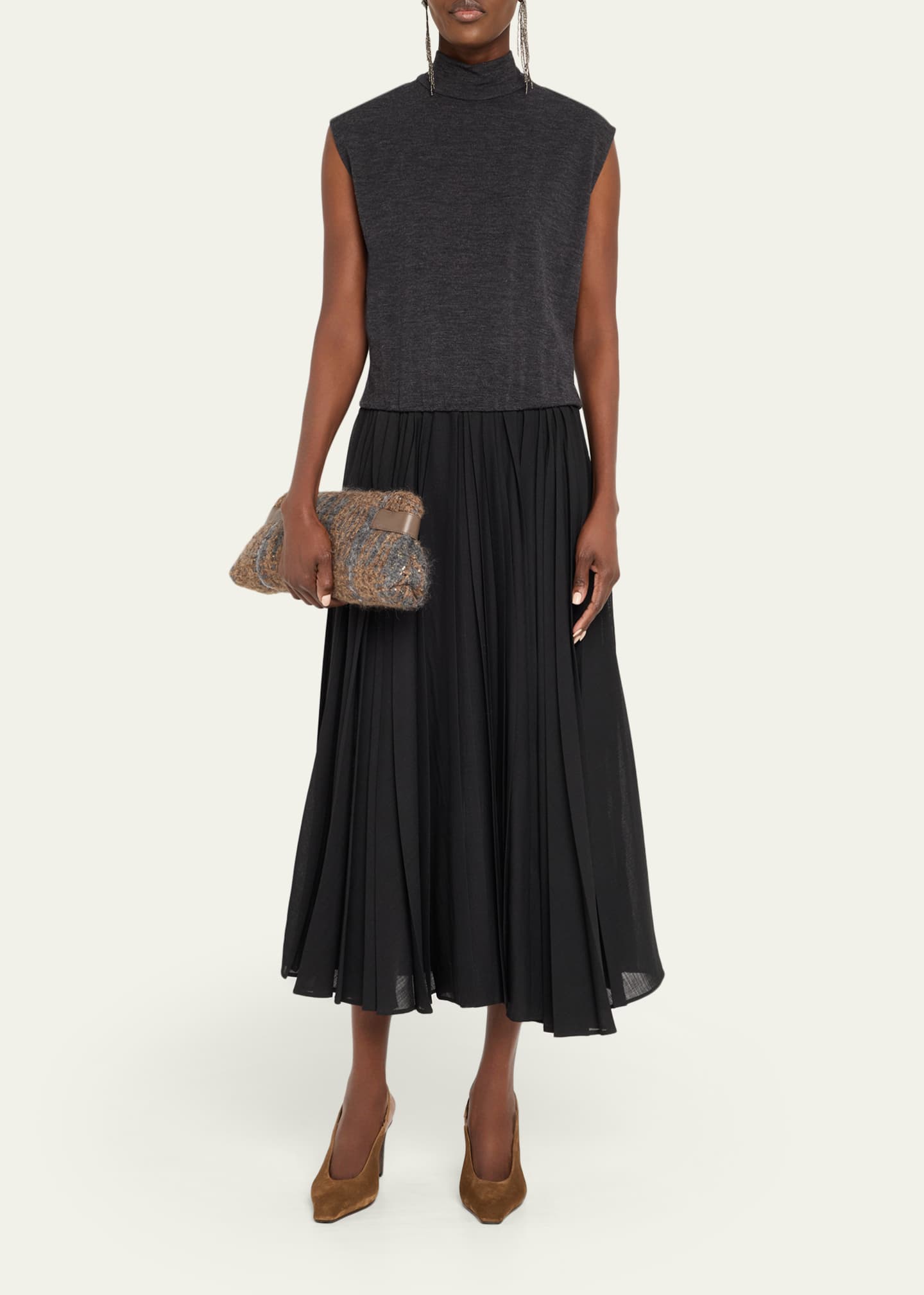 Brunello Cucinelli Essence Sequin-Embellished Fuzzy Clutch Bag Image 5 of 6