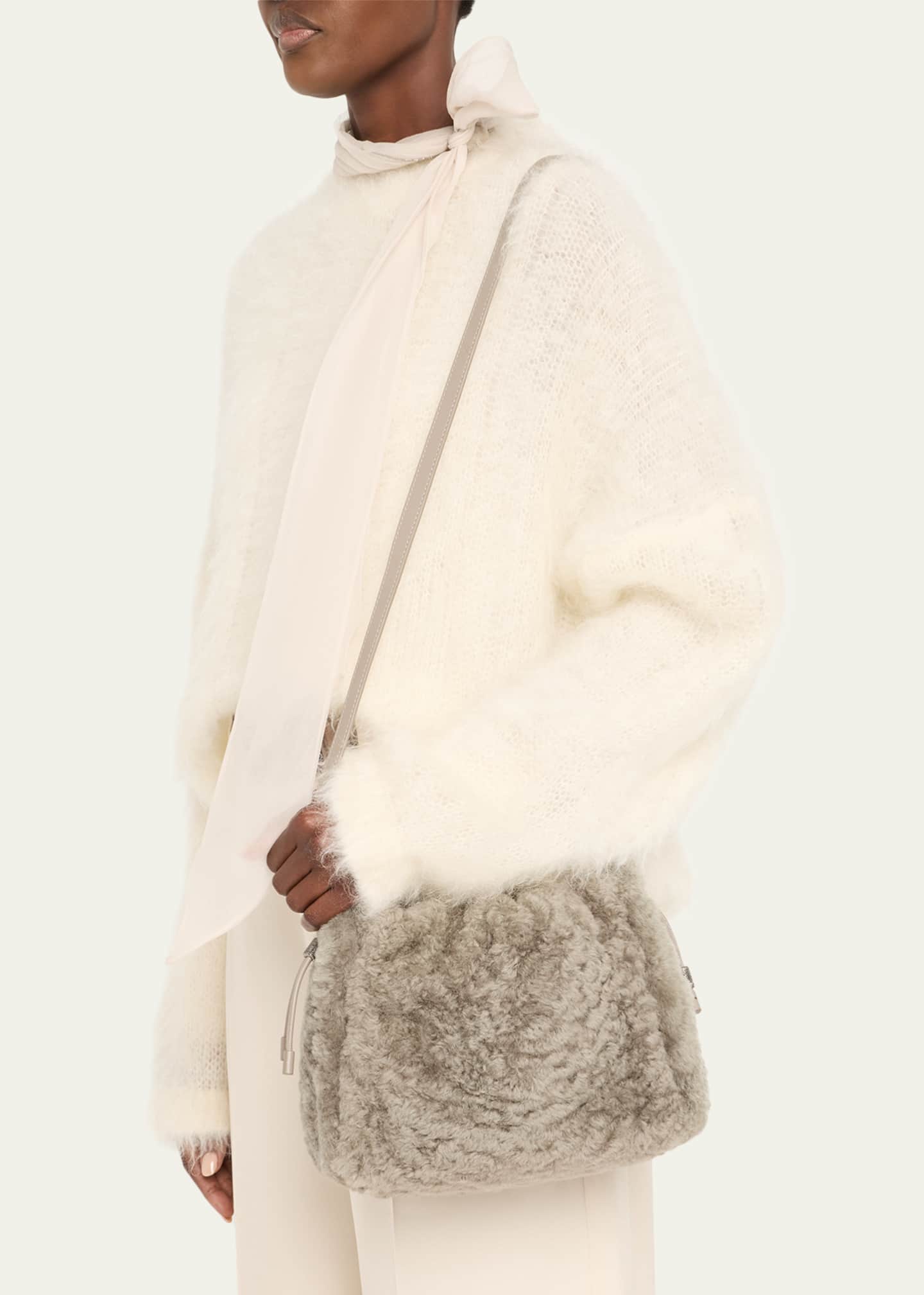 Brunello Cucinelli Small Shearling Bucket Bag Image 2 of 6