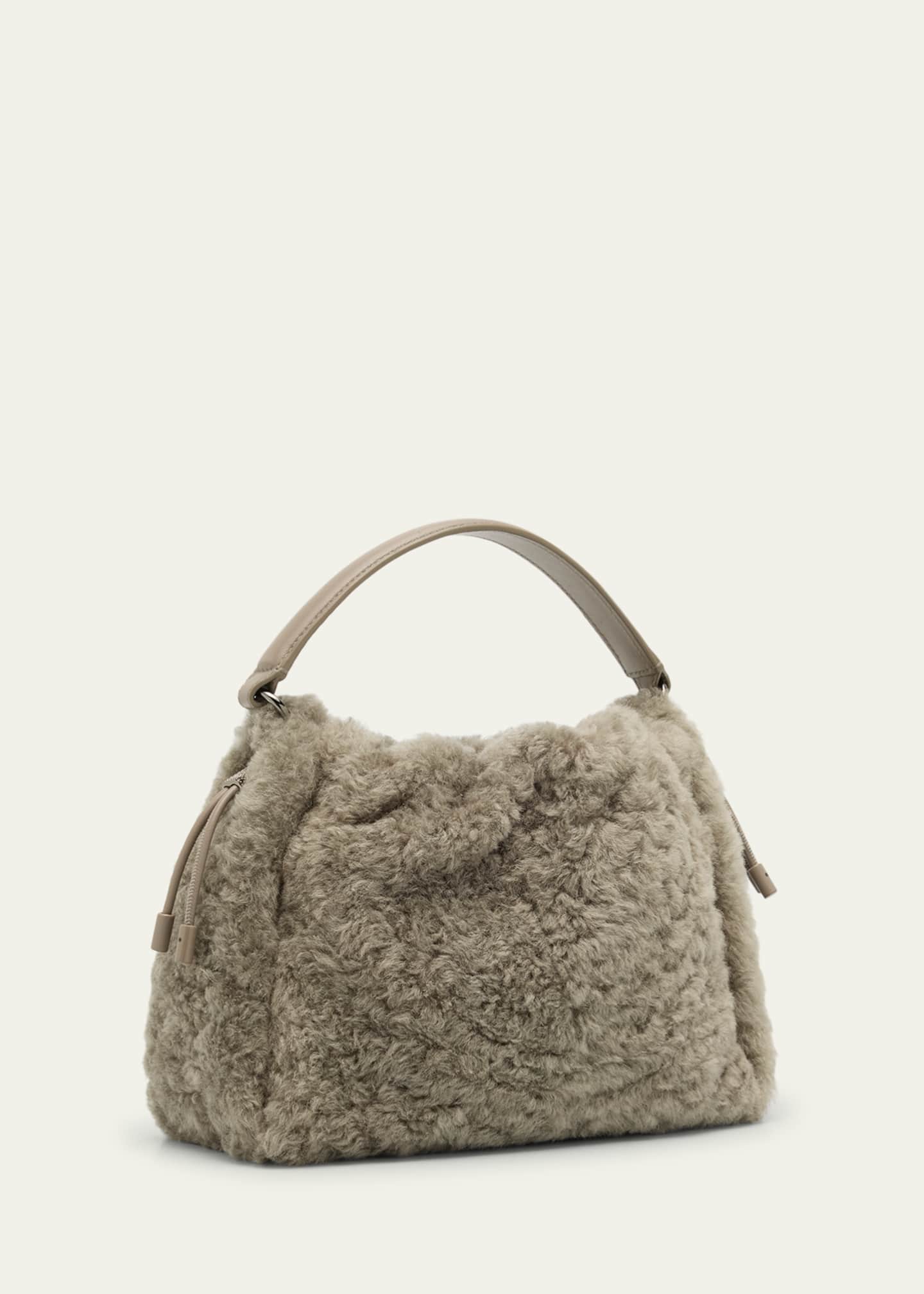 Brunello Cucinelli Small Shearling Bucket Bag Image 3 of 6