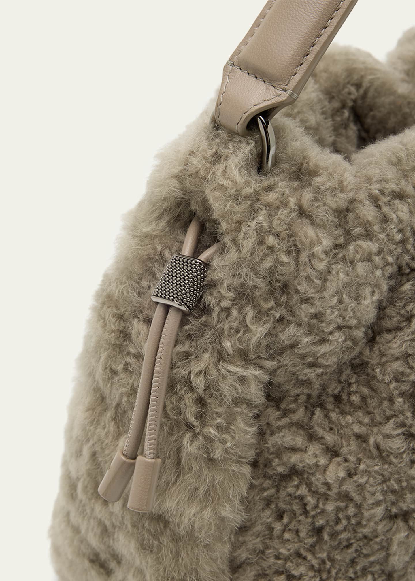 Brunello Cucinelli Small Shearling Bucket Bag Image 6 of 6