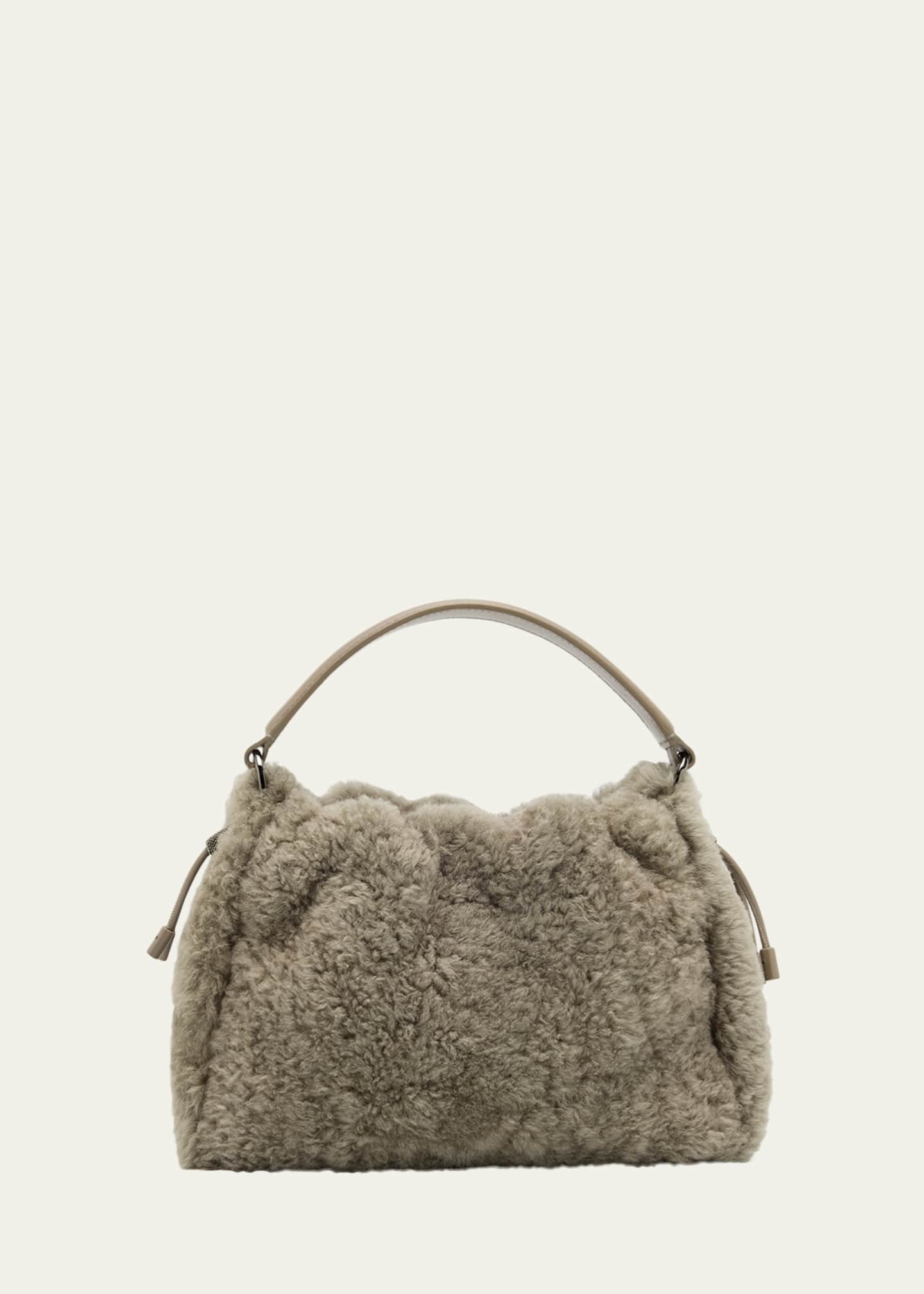 Brunello Cucinelli Small Shearling Bucket Bag Image 1 of 6