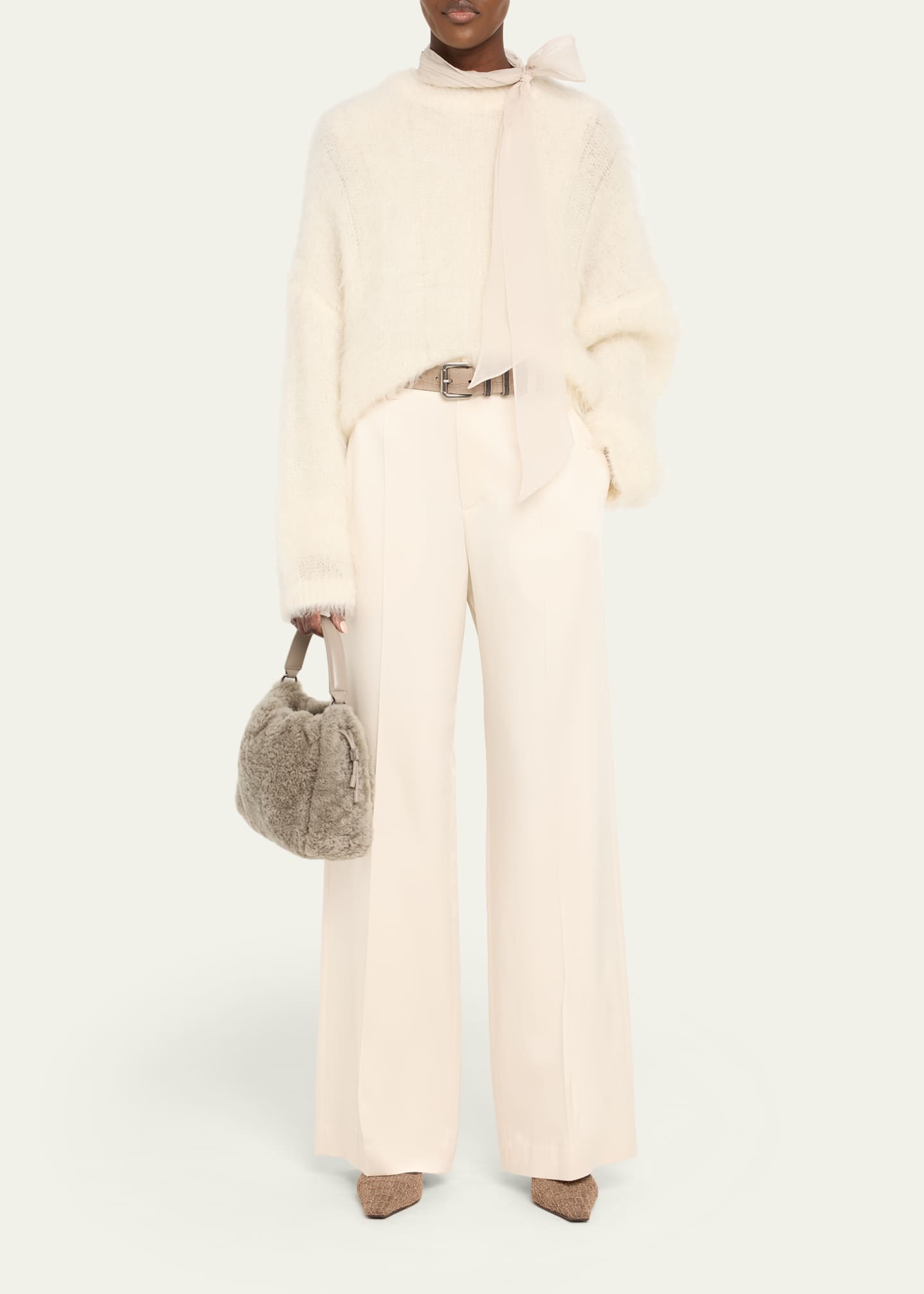 Brunello Cucinelli Small Shearling Bucket Bag Image 5 of 6