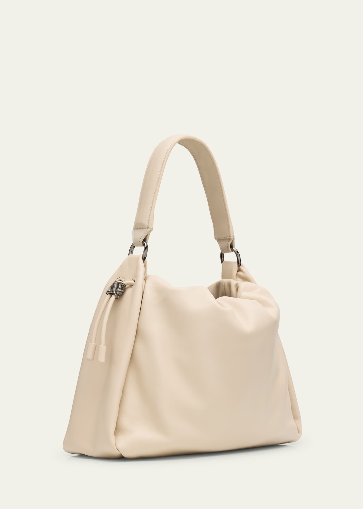 Brunello Cucinelli Small Lambskin Leather Bucket Bag Image 3 of 6
