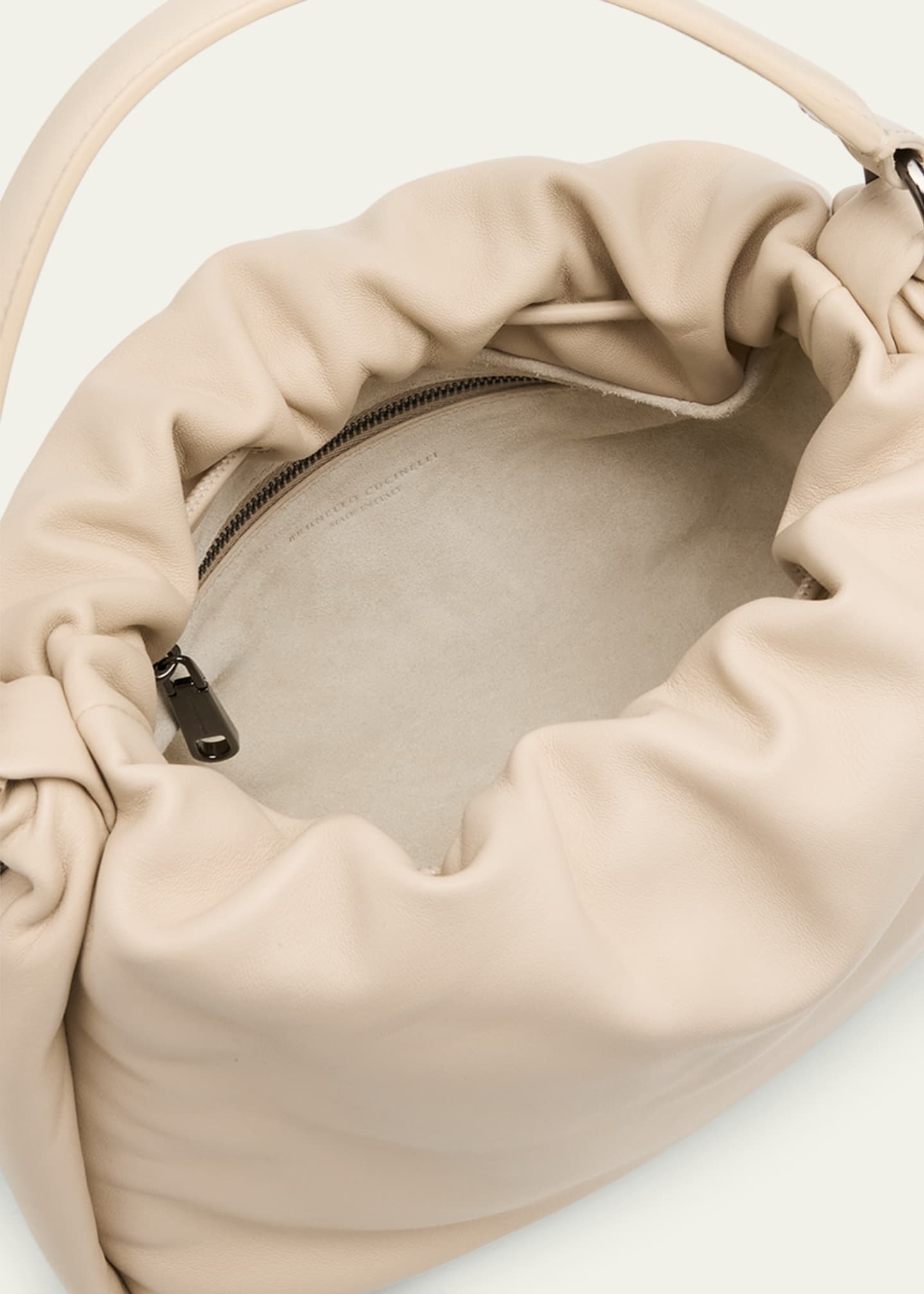 Brunello Cucinelli Small Lambskin Leather Bucket Bag Image 4 of 6