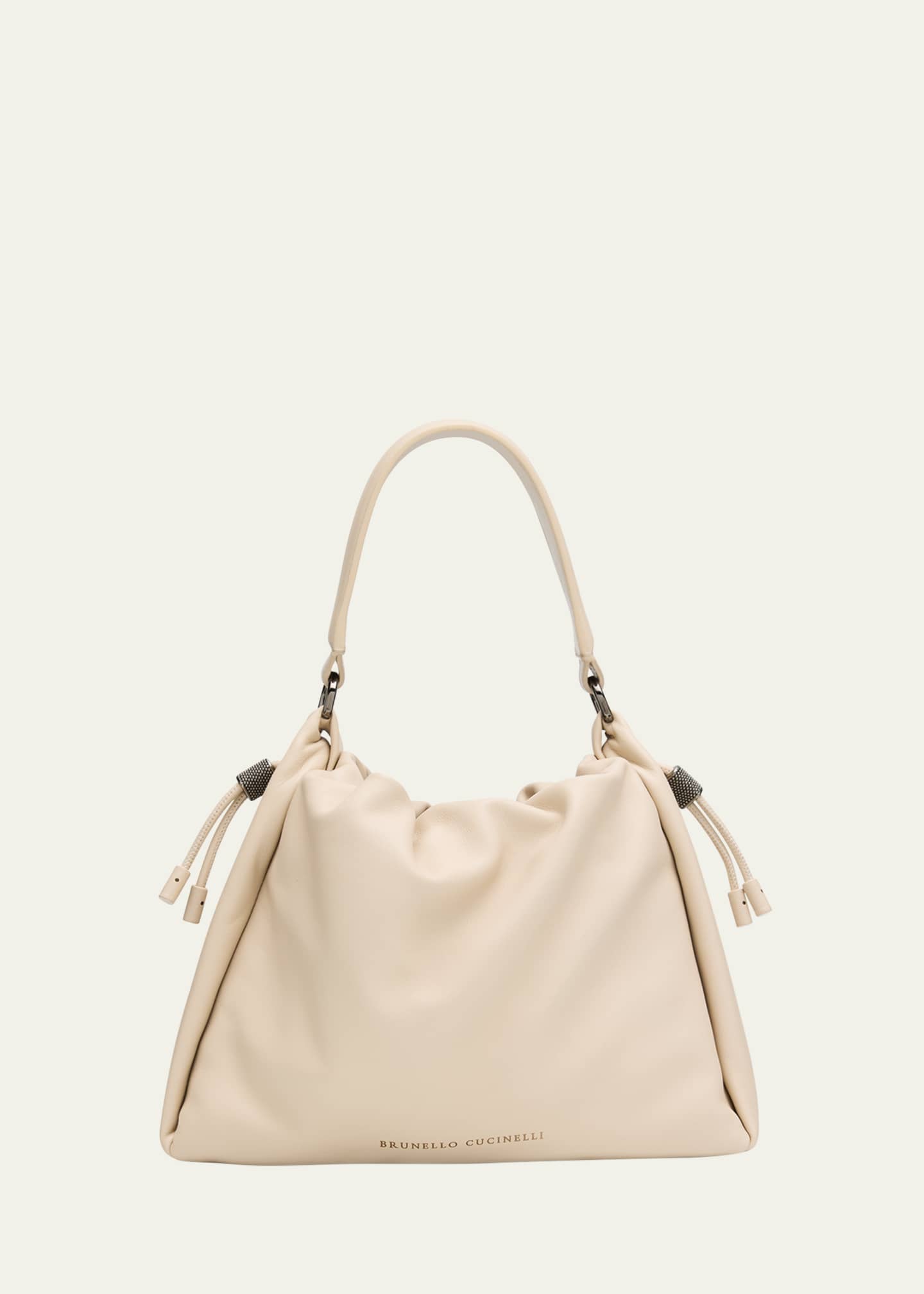 Brunello Cucinelli Small Lambskin Leather Bucket Bag Image 1 of 6