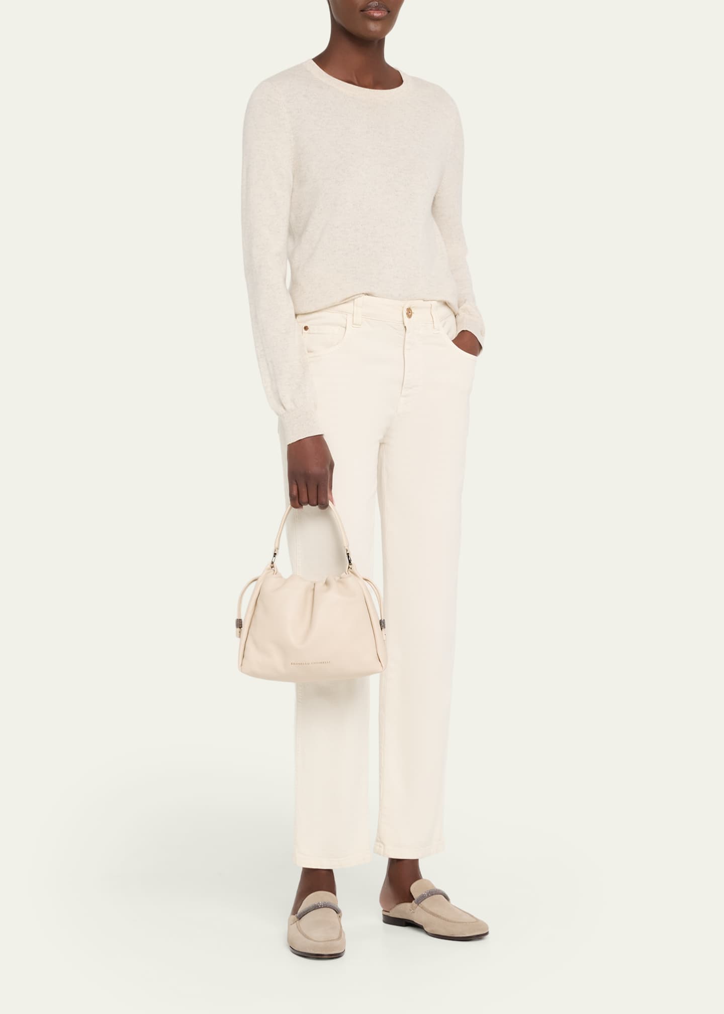 Brunello Cucinelli Small Lambskin Leather Bucket Bag Image 5 of 6