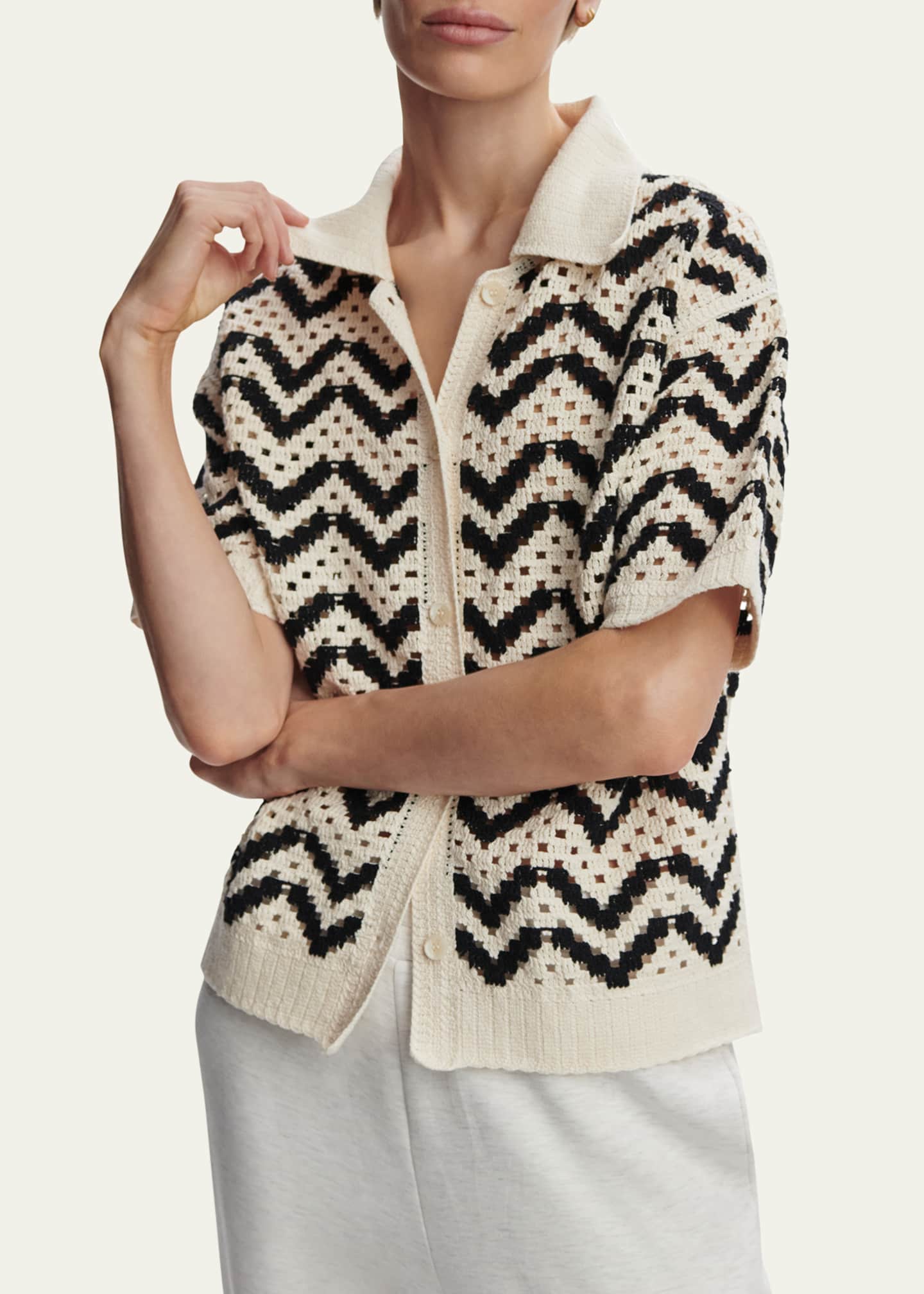 (取寄) バーリー レディース アナイス クローシェ ポロ シャツ Varley women Anais Crochet Polo Shirt Birch Varley Anais Crochet Polo Shirt - Bergdorf Goodman