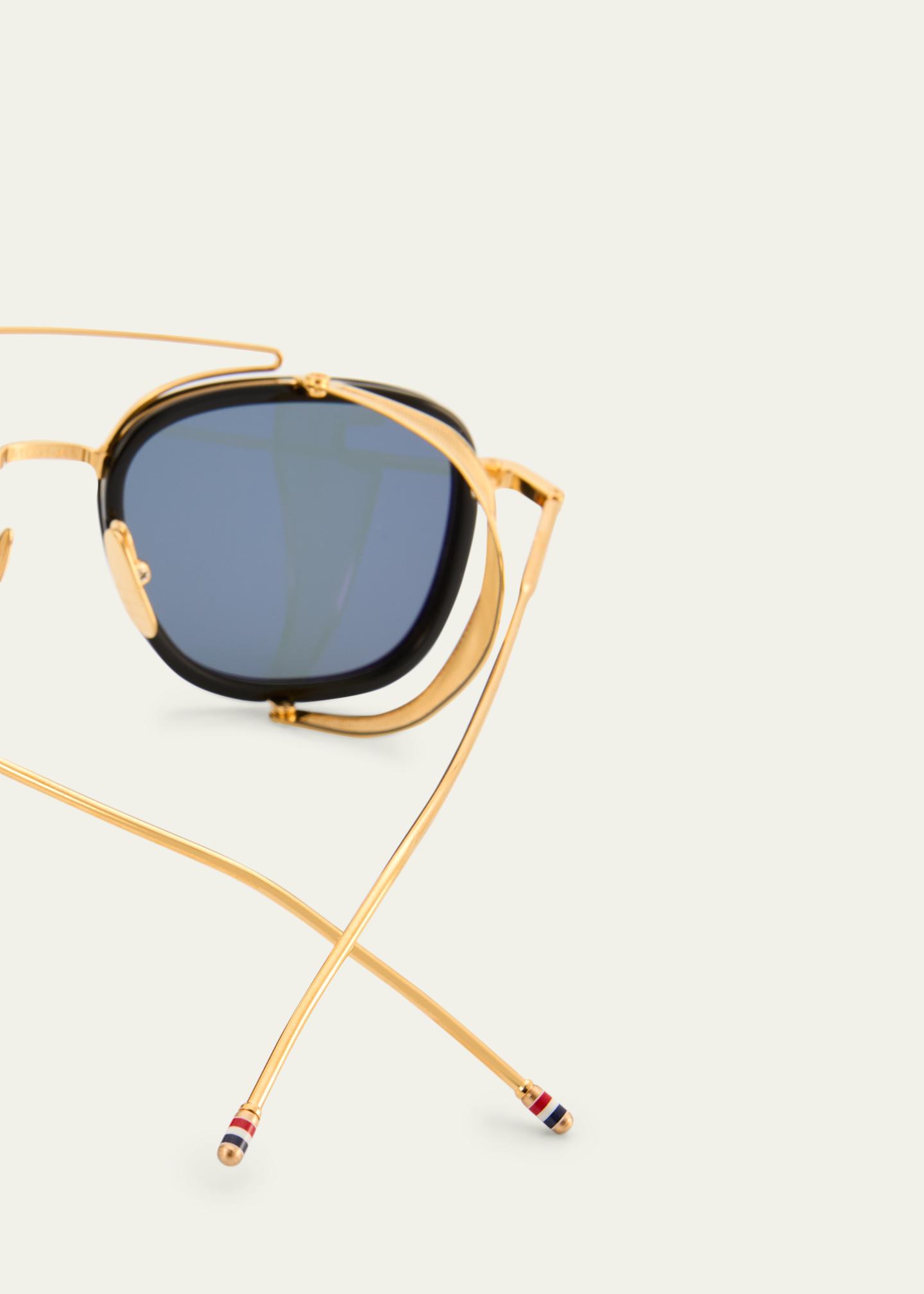 Thom Browne Men's Acetate and Titanium Rectangle Sunglasses with