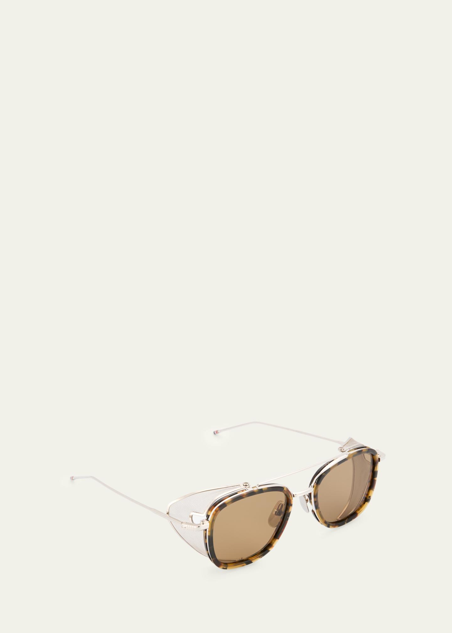 Thom Browne Men's Acetate and Titanium Rectangle Sunglasses with