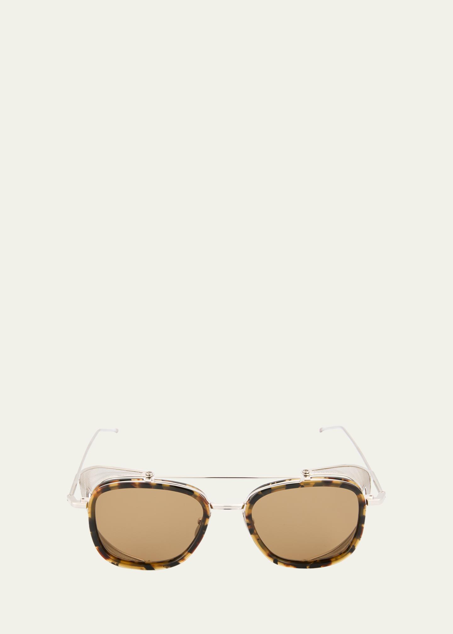 Thom Browne Men's Acetate and Titanium Rectangle Sunglasses with