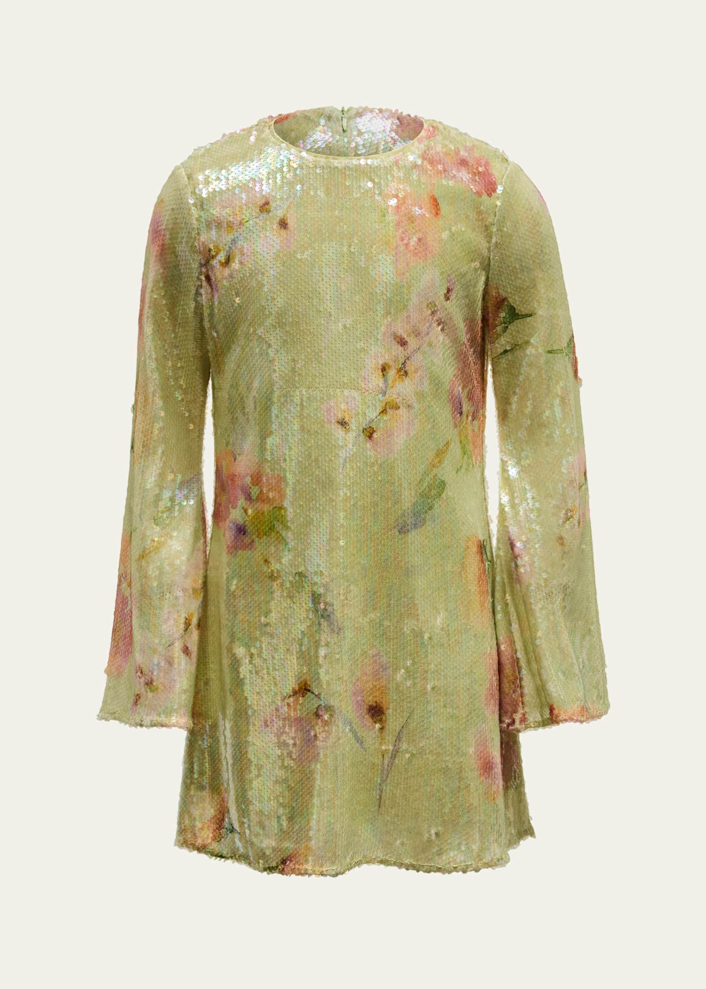 Bardot Girl's Floral-Print Sequin Dress, Size 6-16