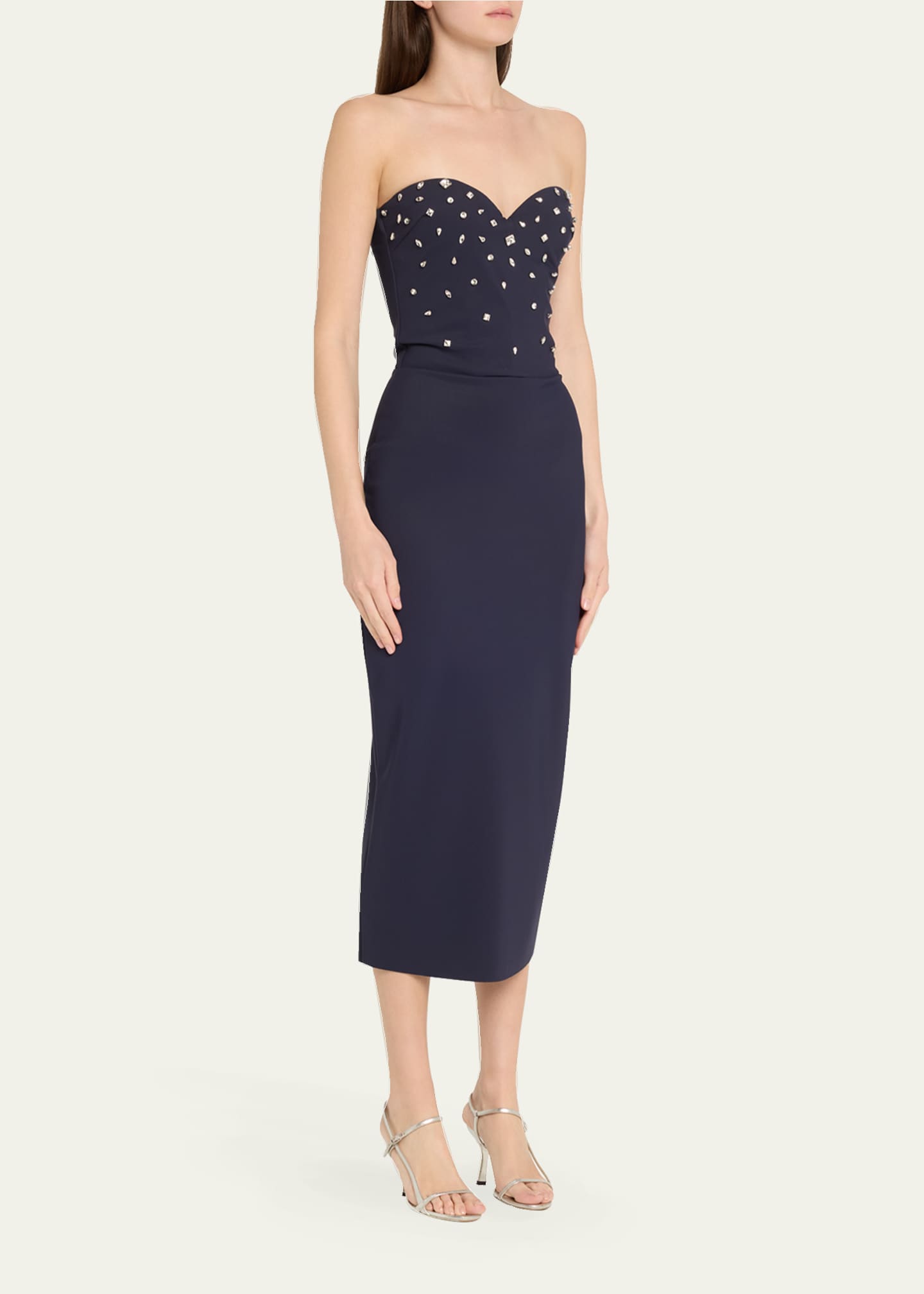 Chiara Boni La Petite Robe Mahta Strapless Crystal-Embellished Midi Dress Image 4 of 5