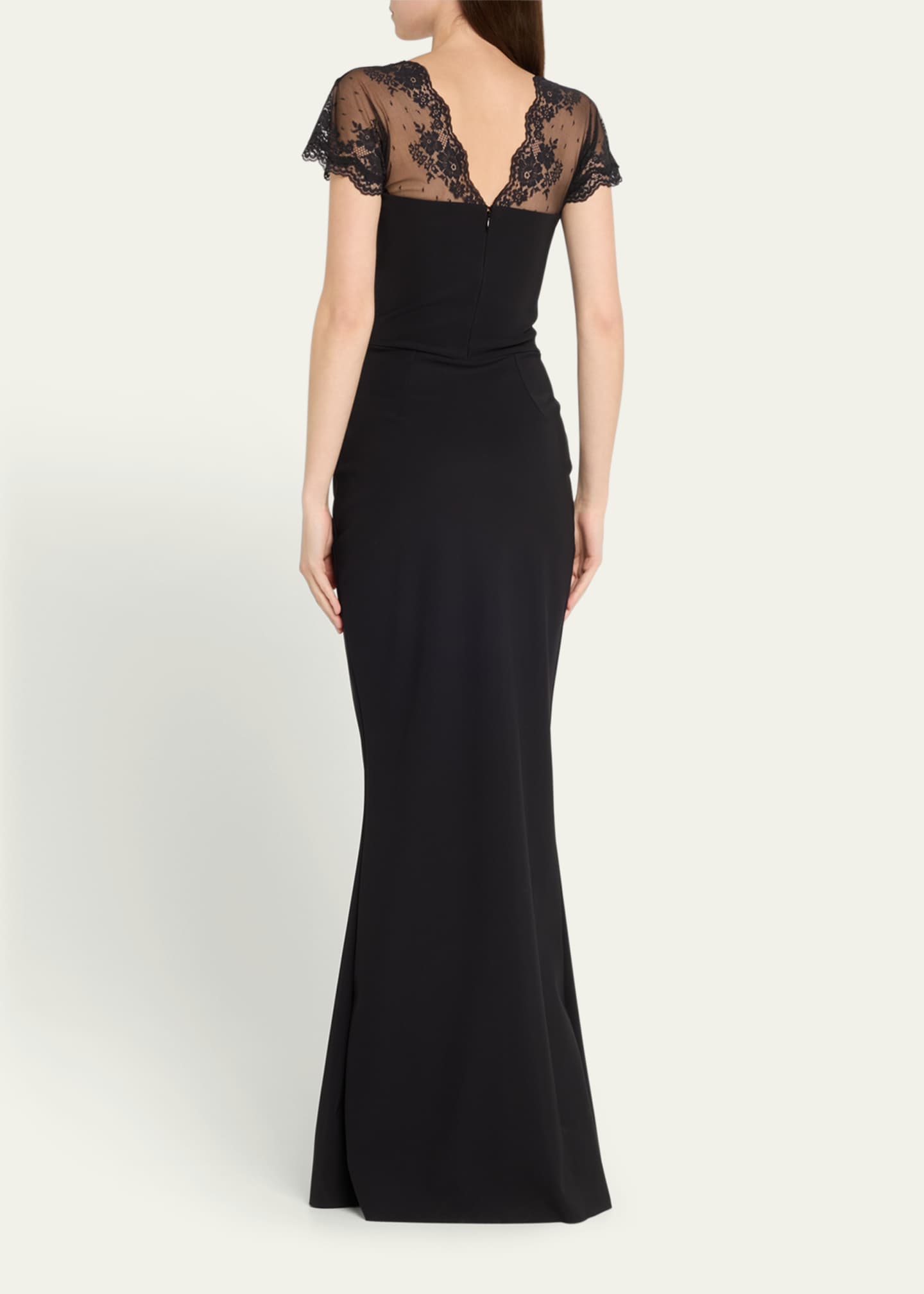 Chiara Boni La Petite Robe Genic Ruched Lace-Embellished Mermaid Gown Image 3 of 5