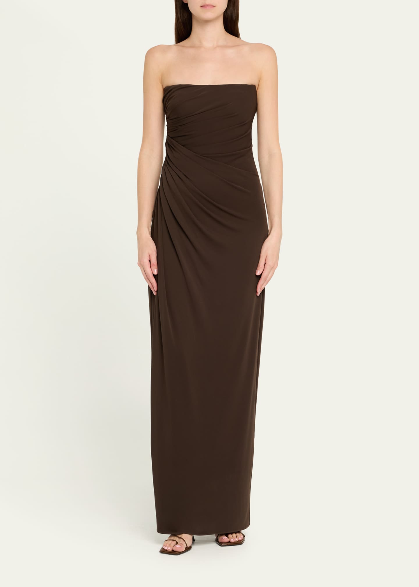 Halston Patrice Strapless Draped Matte Jersey Gown Image 2 of 5