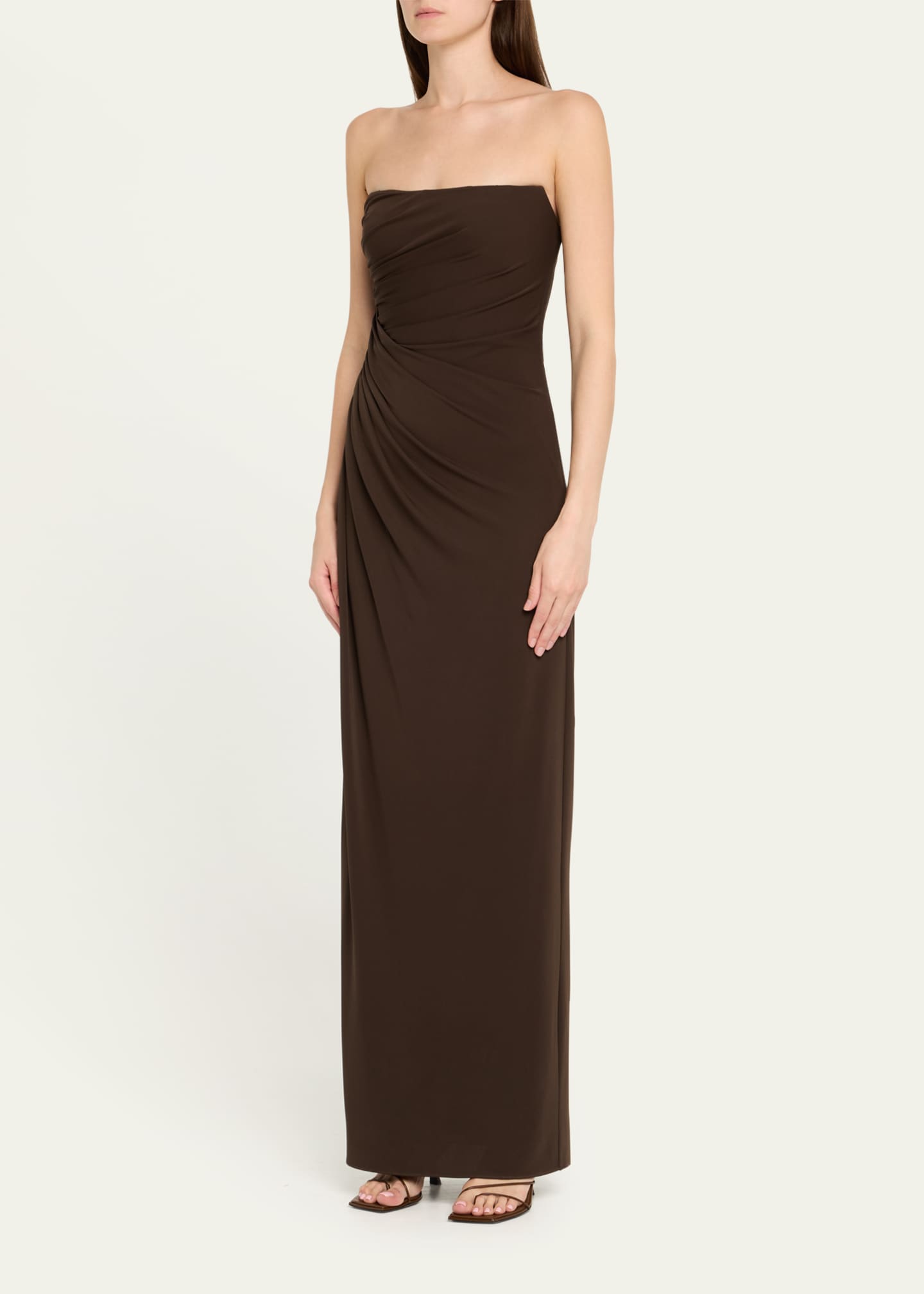 Halston Patrice Strapless Draped Matte Jersey Gown Image 4 of 5