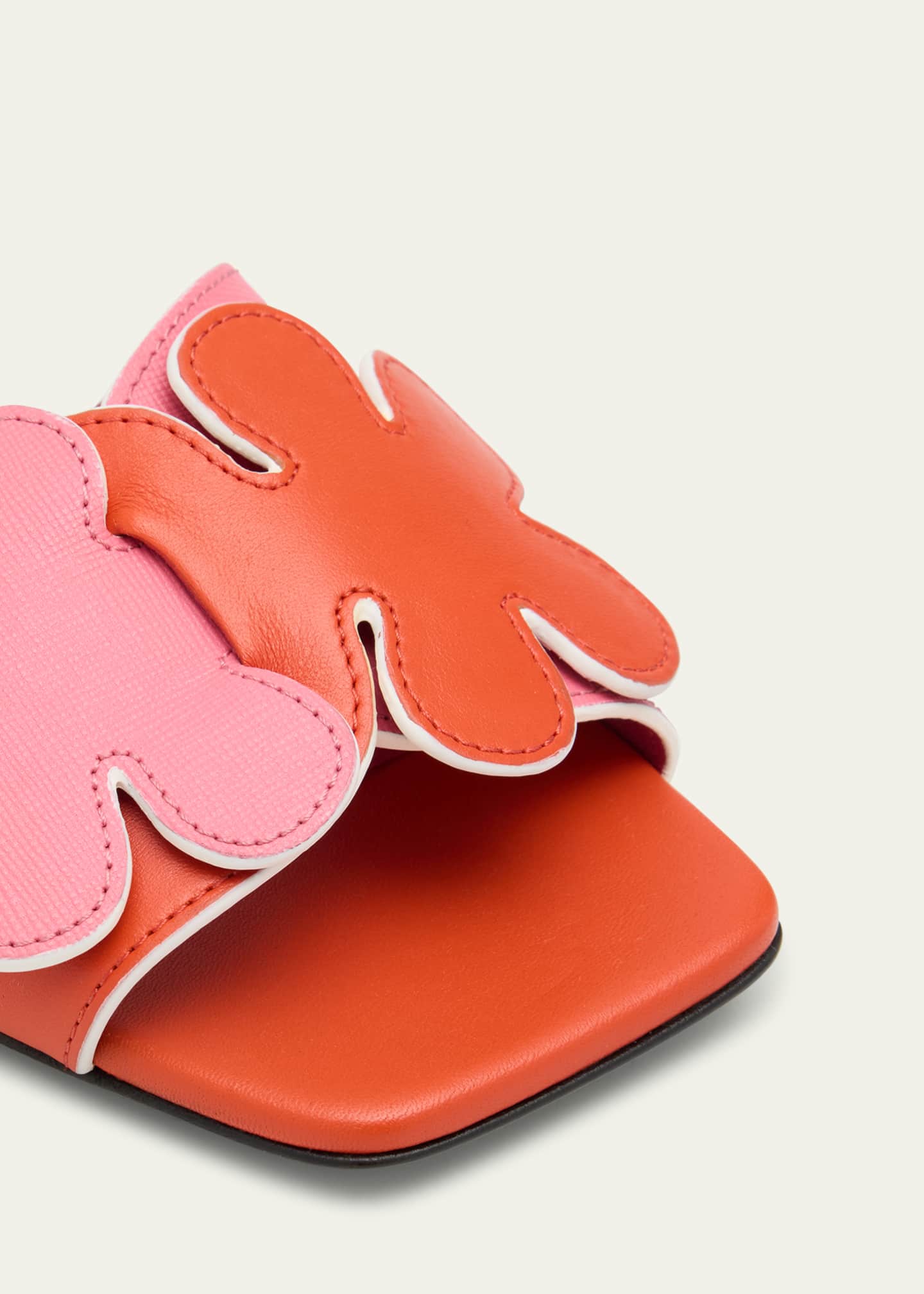 靴 Marni flower Leather sandal Marni Flower Leather Slide Sandals - Bergdorf Goodman