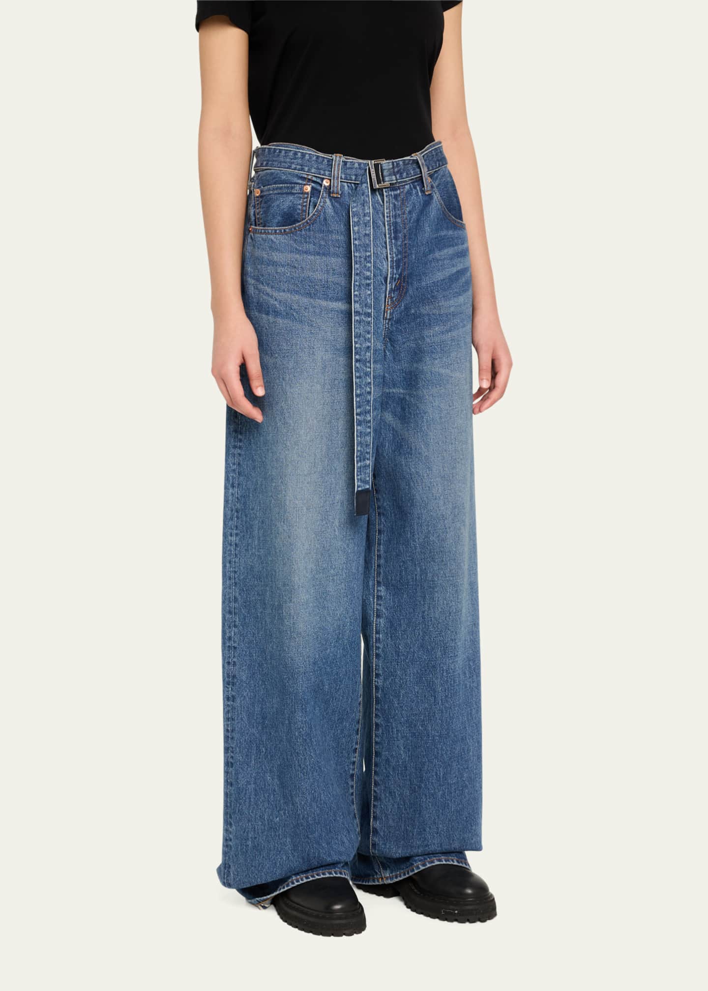 SACAI Belted Denim Pants Image 4 of 5