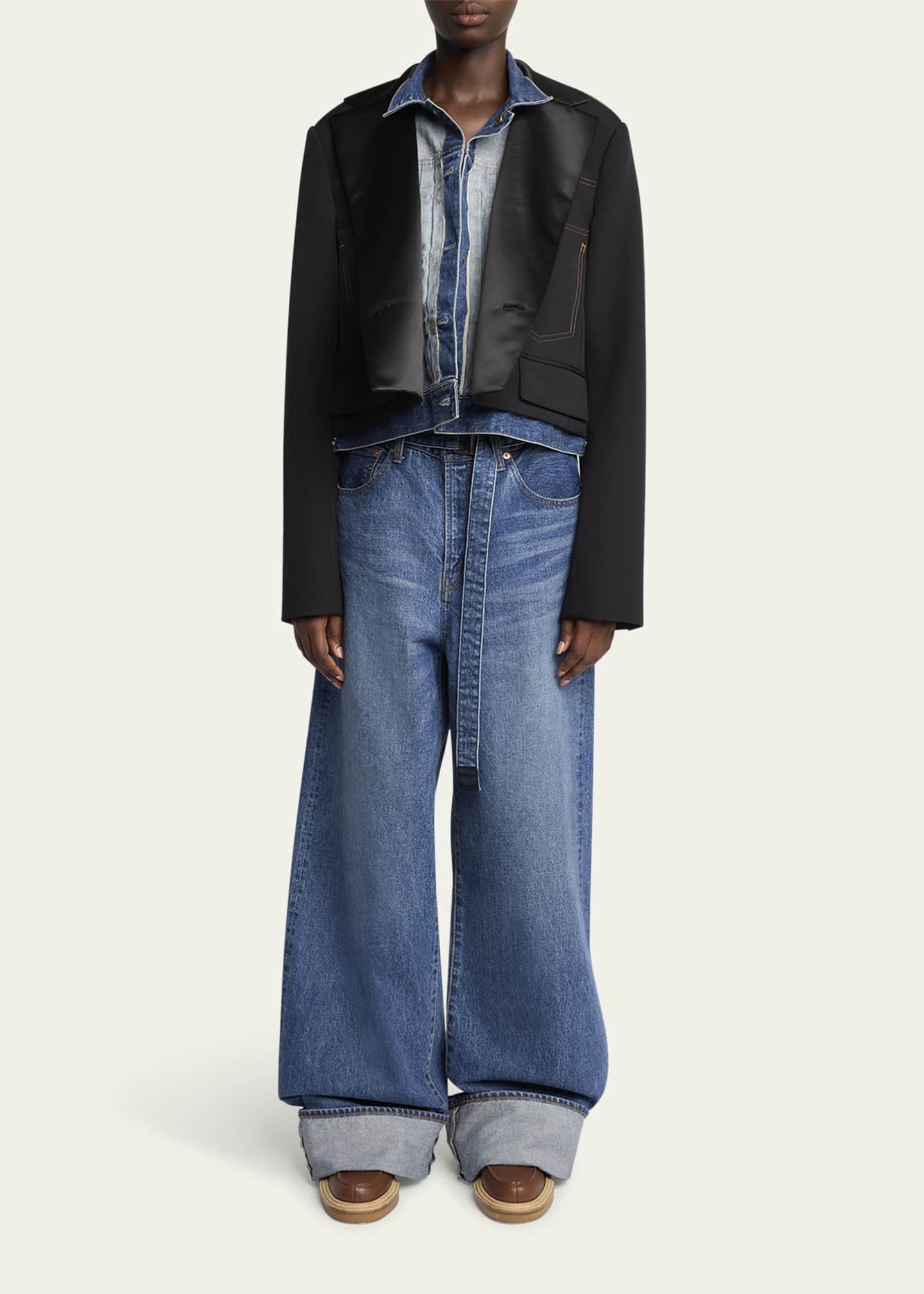 SACAI Layered Wool Denim Jacket Image 2 of 5