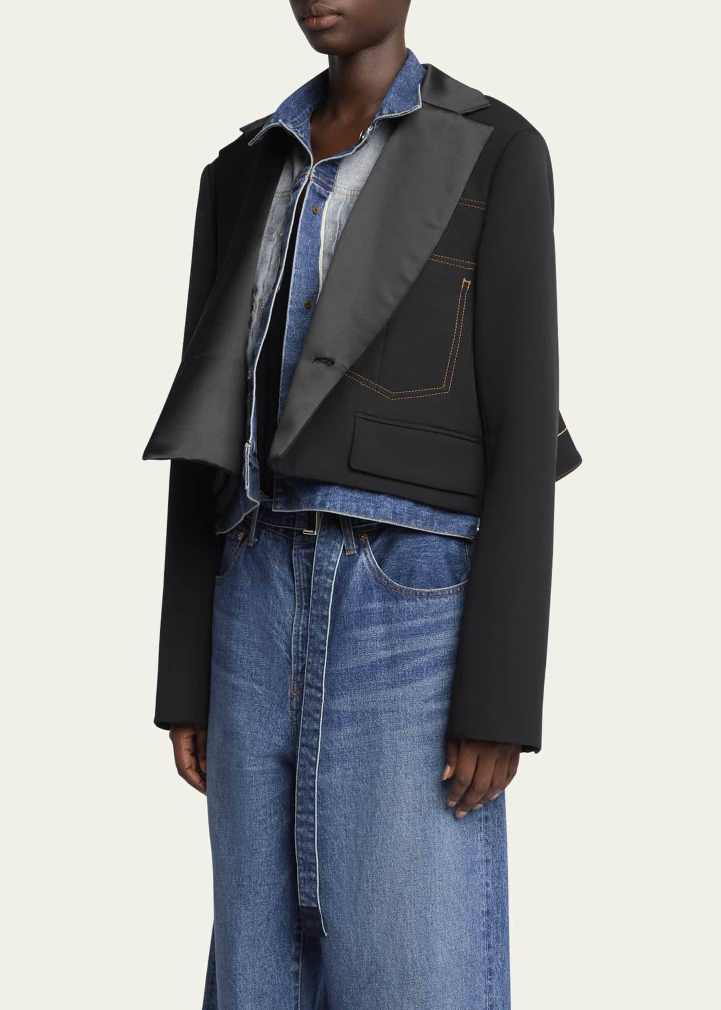 SACAI Layered Wool Denim Jacket Image 4 of 5