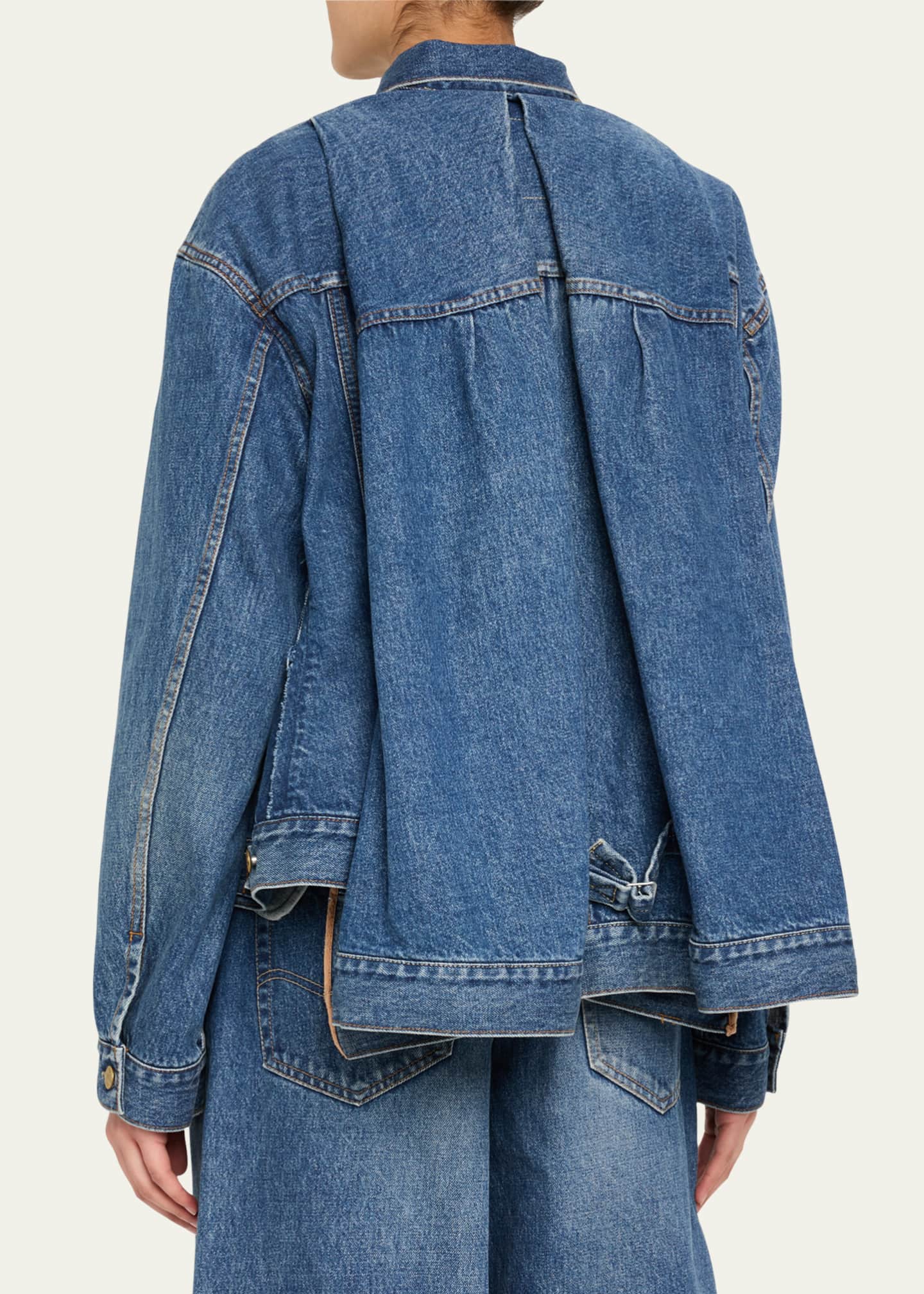 SACAI Denim Peplum Trucker Jacket Image 3 of 5