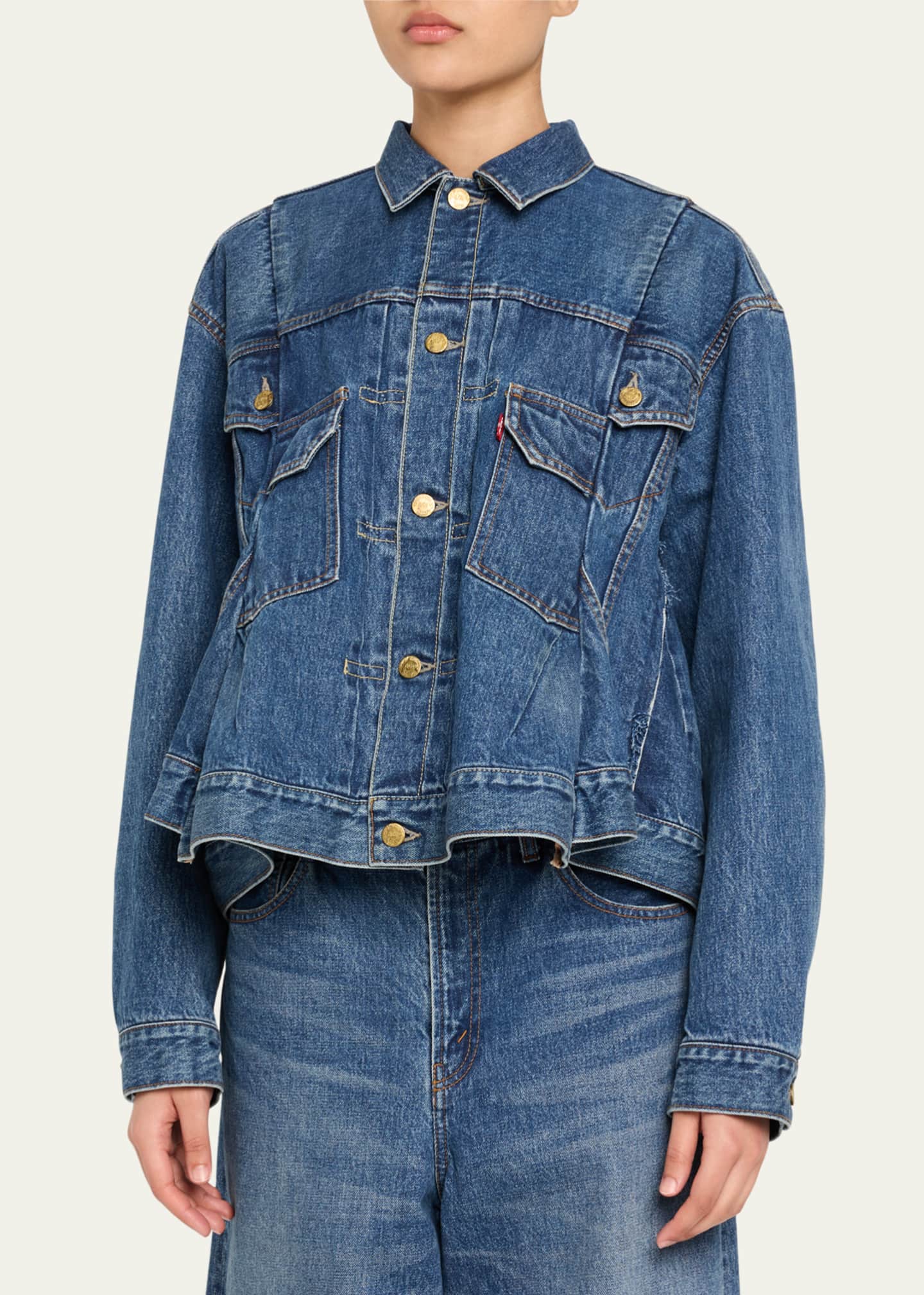 SACAI Denim Peplum Trucker Jacket Image 4 of 5
