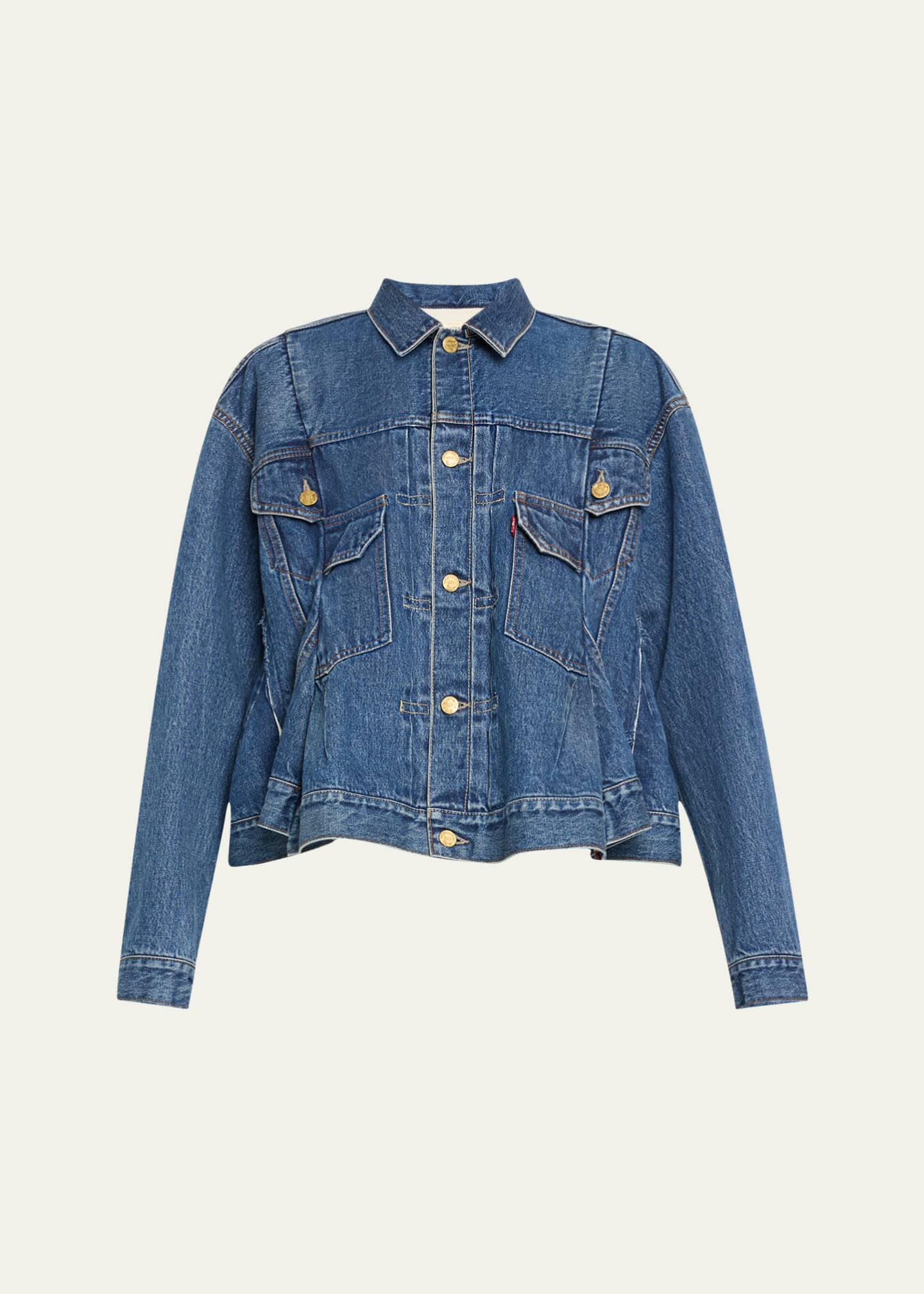 SACAI Denim Peplum Trucker Jacket Image 1 of 5