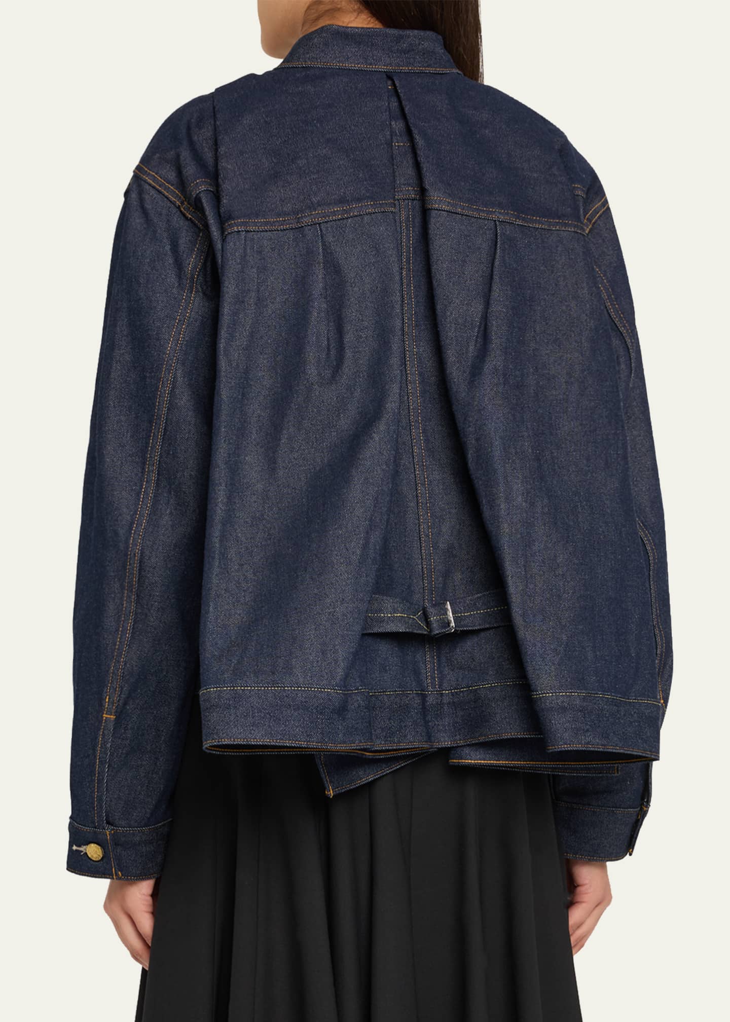 SACAI Denim Peplum Trucker Jacket Image 3 of 5