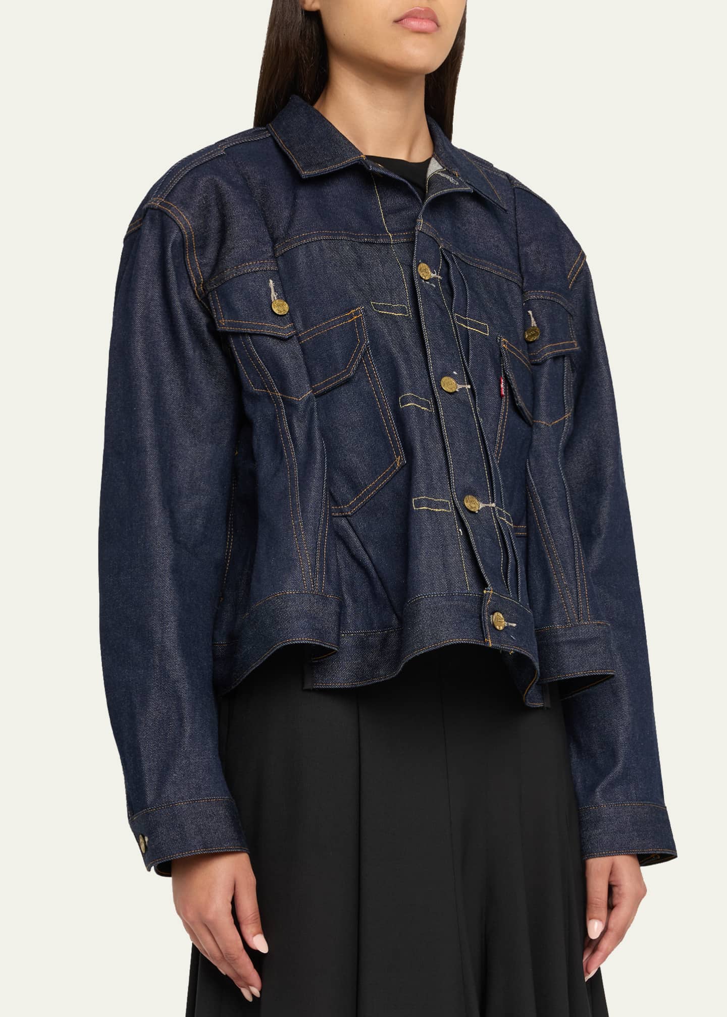 SACAI Denim Peplum Trucker Jacket Image 4 of 5