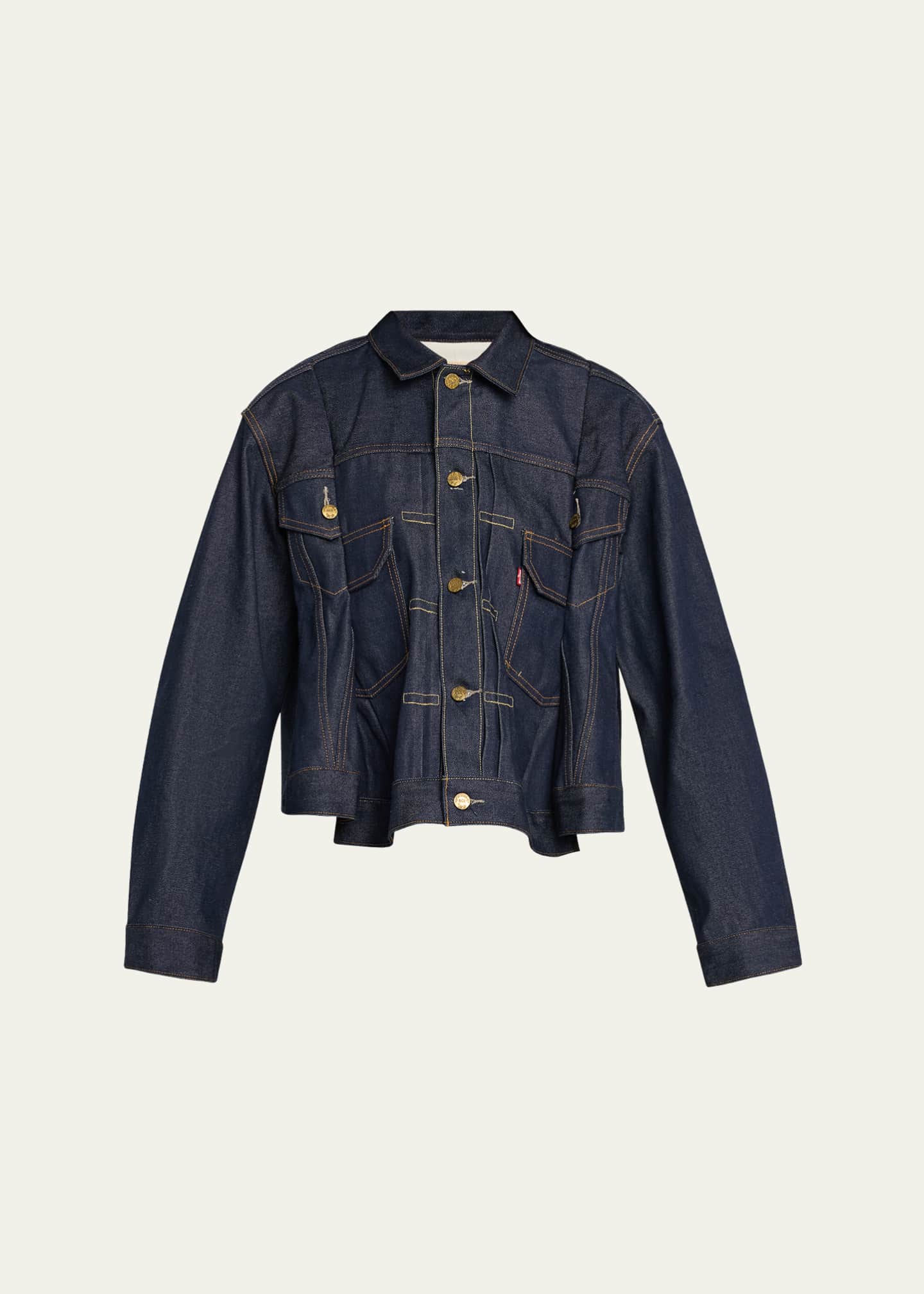 SACAI Denim Peplum Trucker Jacket Image 1 of 5