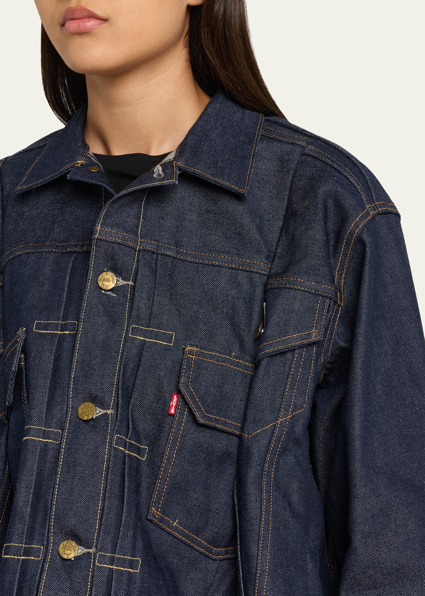 SACAI Denim Peplum Trucker Jacket Image 5 of 5