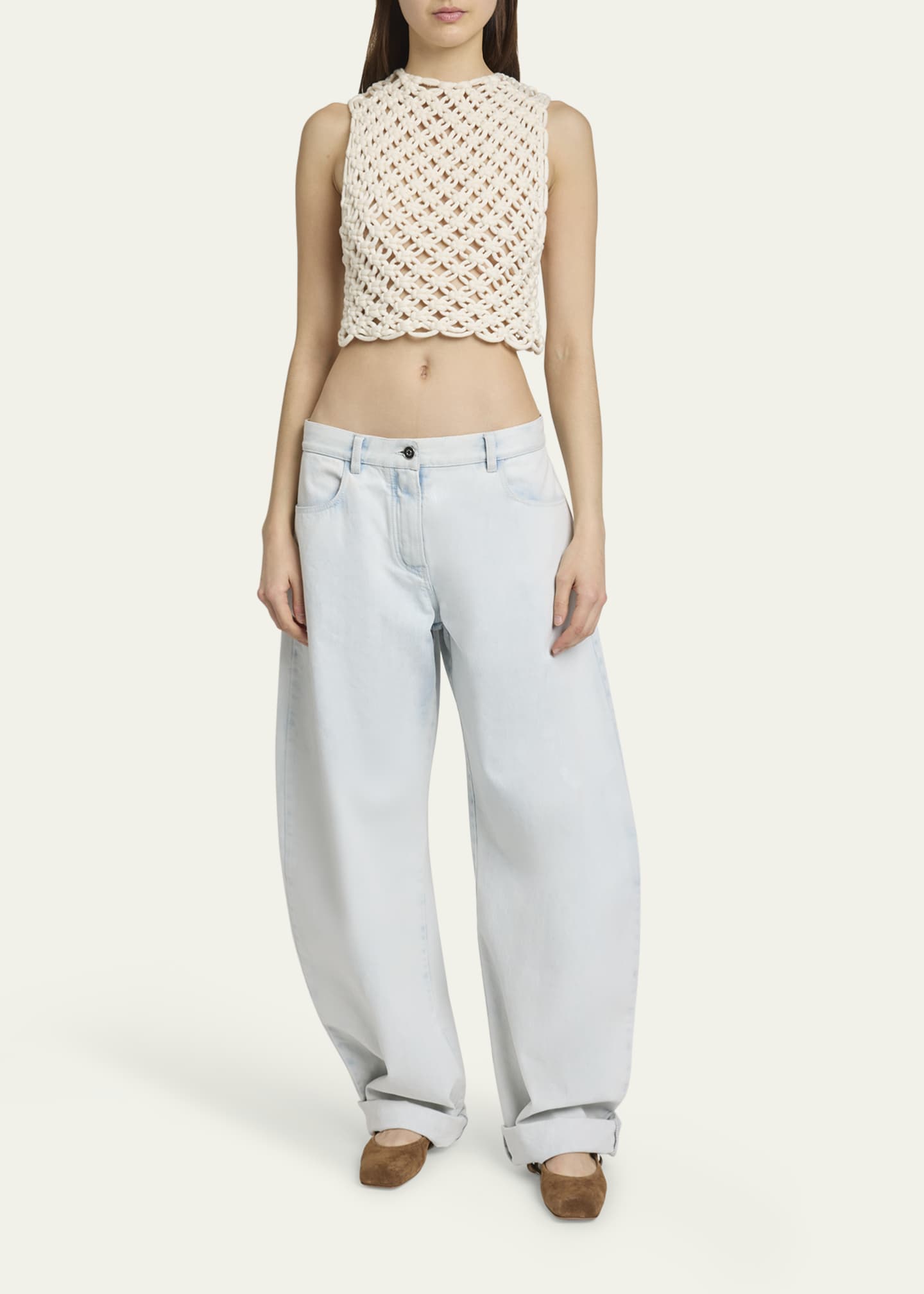 ALAIA Macrame Sleeveless Crop Top Image 2 of 5