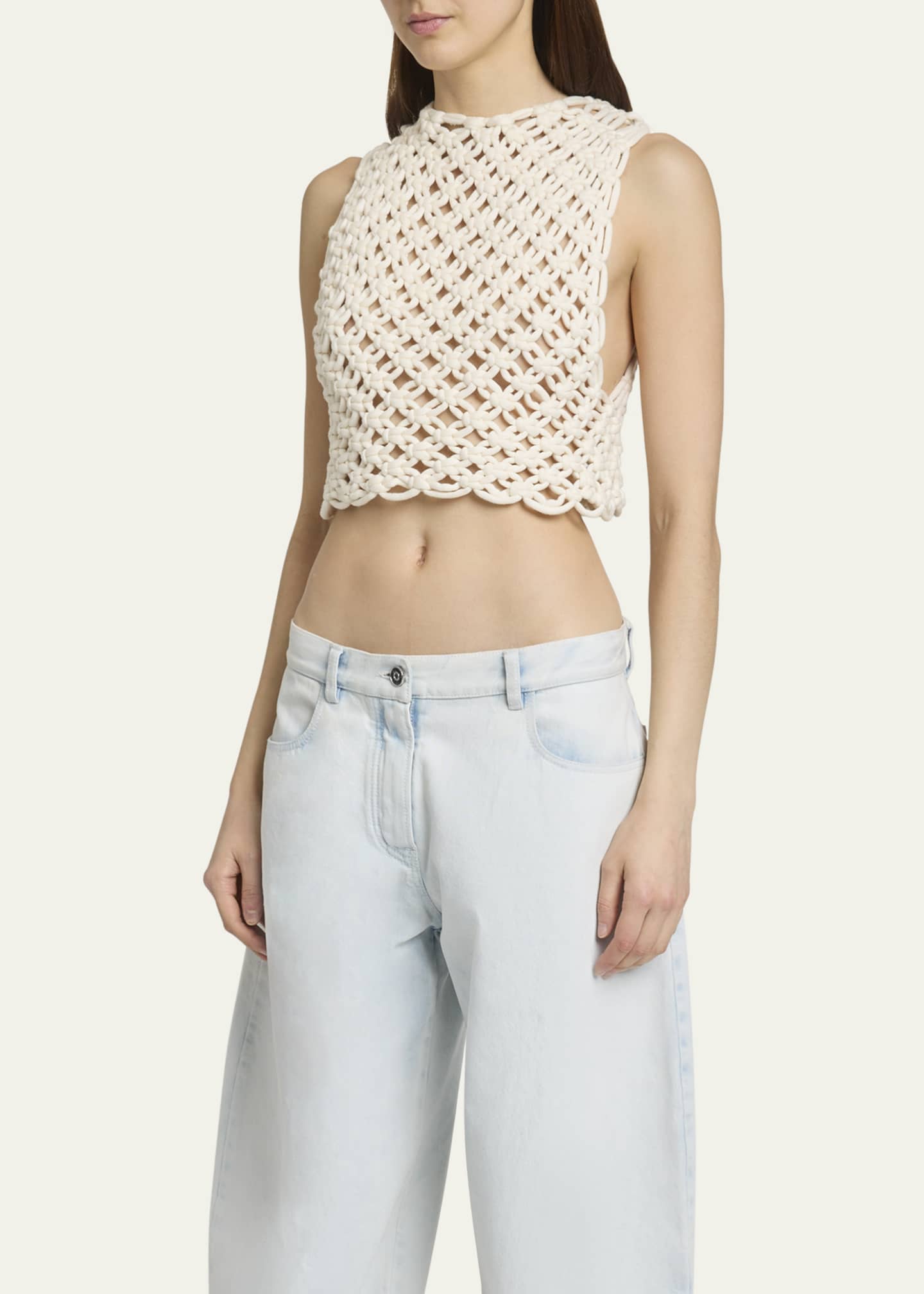 ALAIA Macrame Sleeveless Crop Top Image 4 of 5