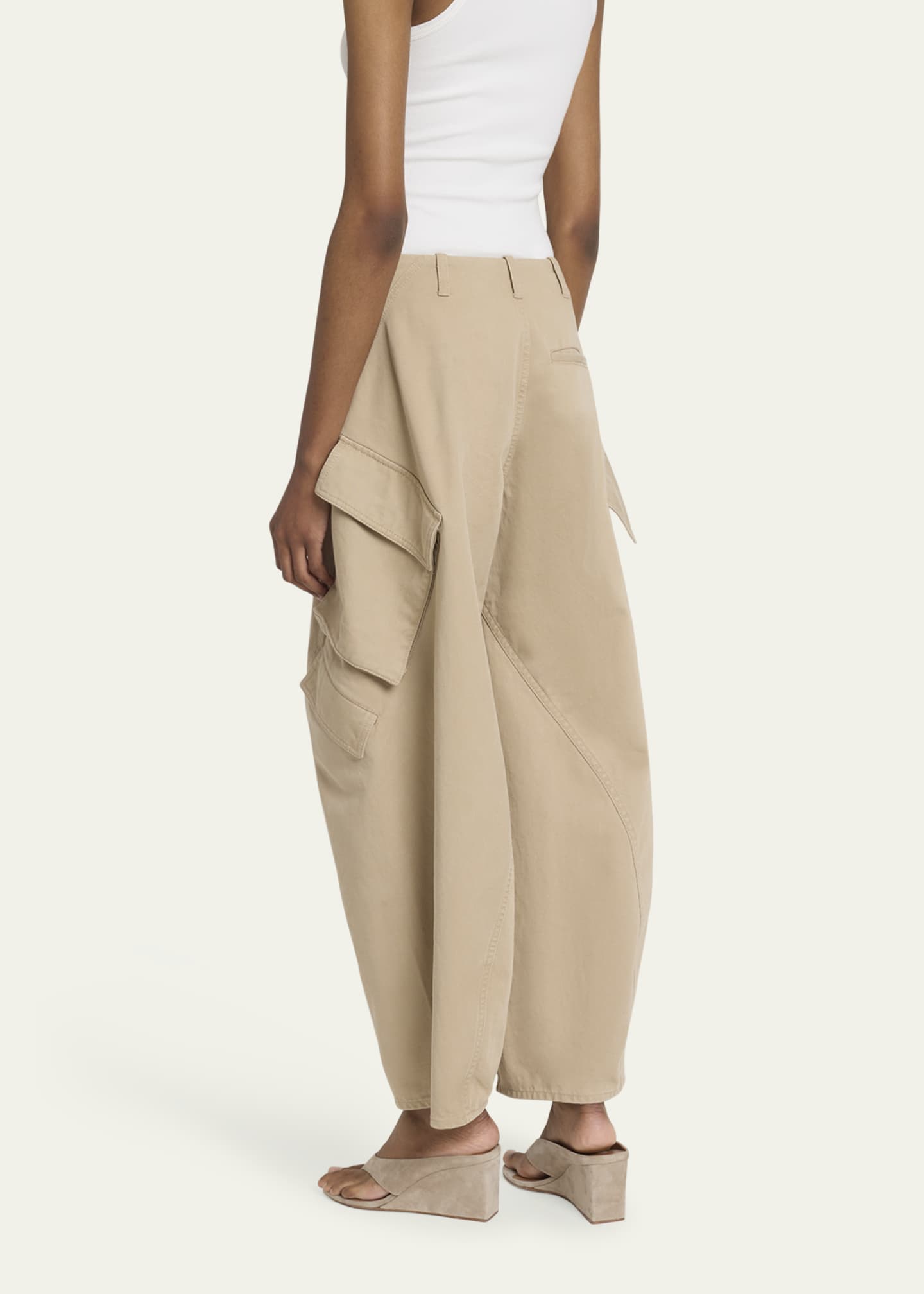 ALAIA Mid-Rise Washed Chino Barrel-Leg Cargo Trousers Image 3 of 5