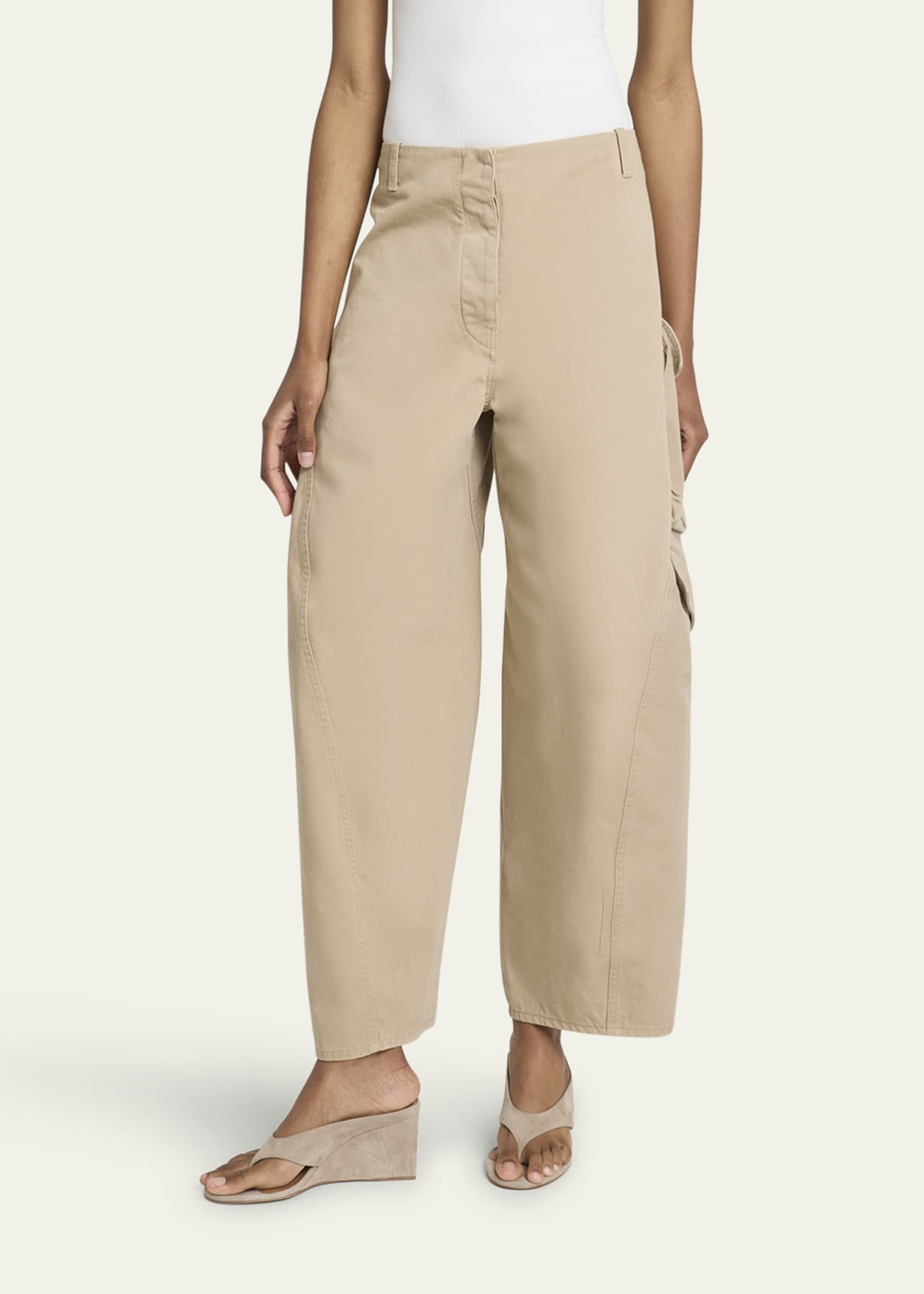 ALAIA Mid-Rise Washed Chino Barrel-Leg Cargo Trousers Image 4 of 5