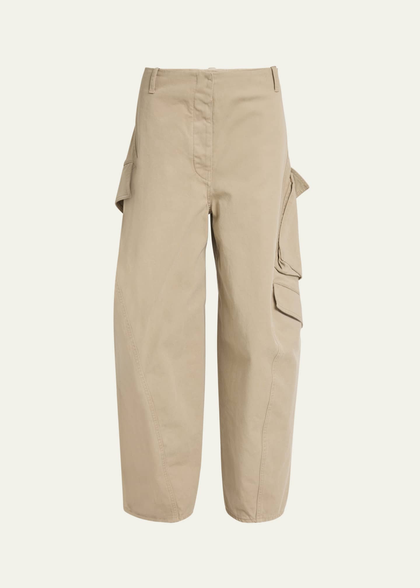 ALAIA Mid-Rise Washed Chino Barrel-Leg Cargo Trousers Image 1 of 5